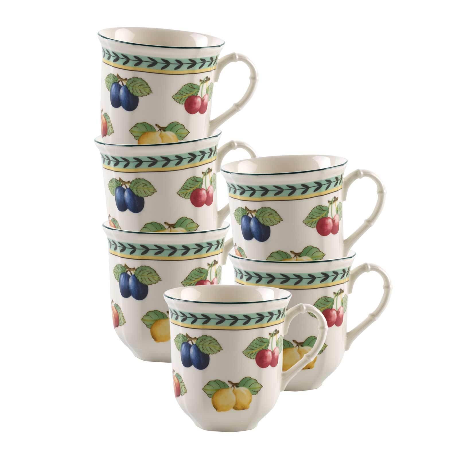 Villeroy & Boch Becher "Henkelbecher French Garden Fleurence 380 ml 6er Set bunt" Spülmaschinenfest, Mikrowellensicher