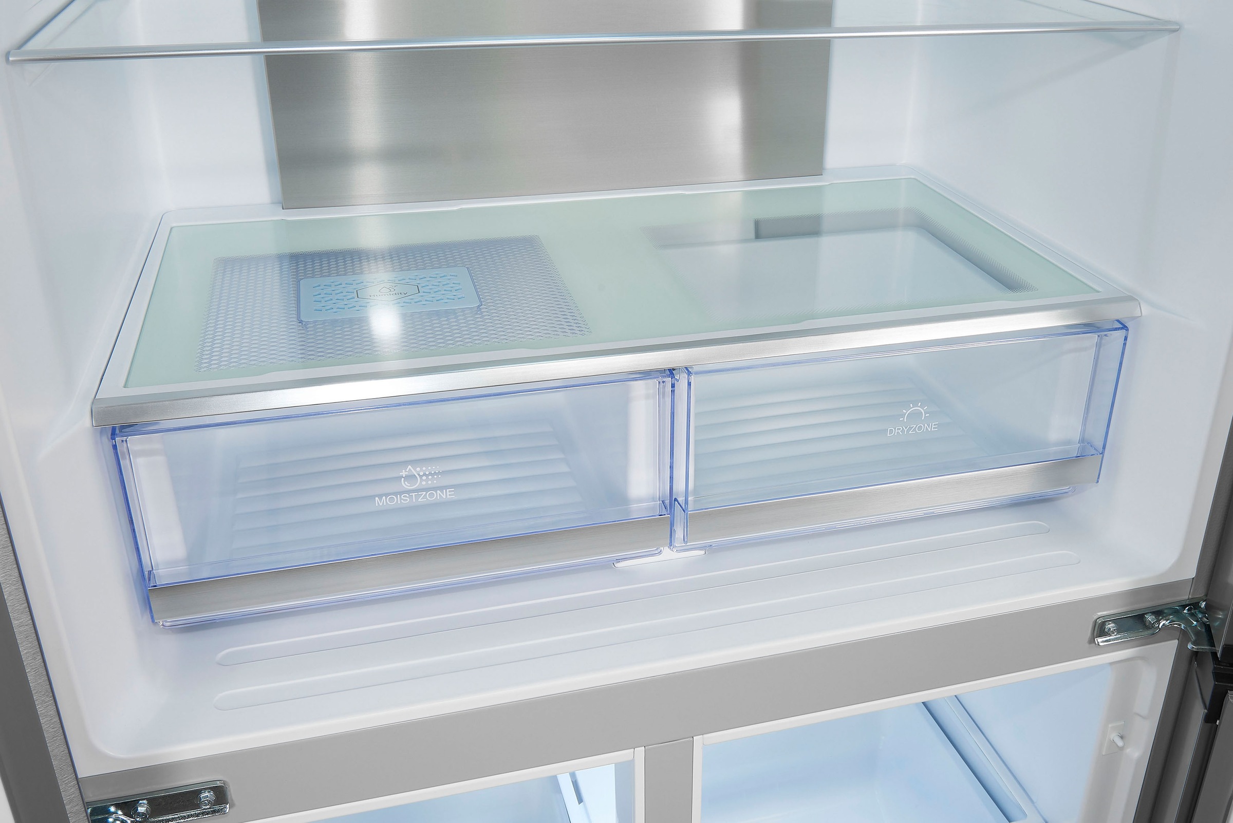 exquisit Multi Door »MD430-100-WS-200E inoxlook«, 432 L Volumen, Total NoFrost, Schnellgefrieren, 4 Sterne
