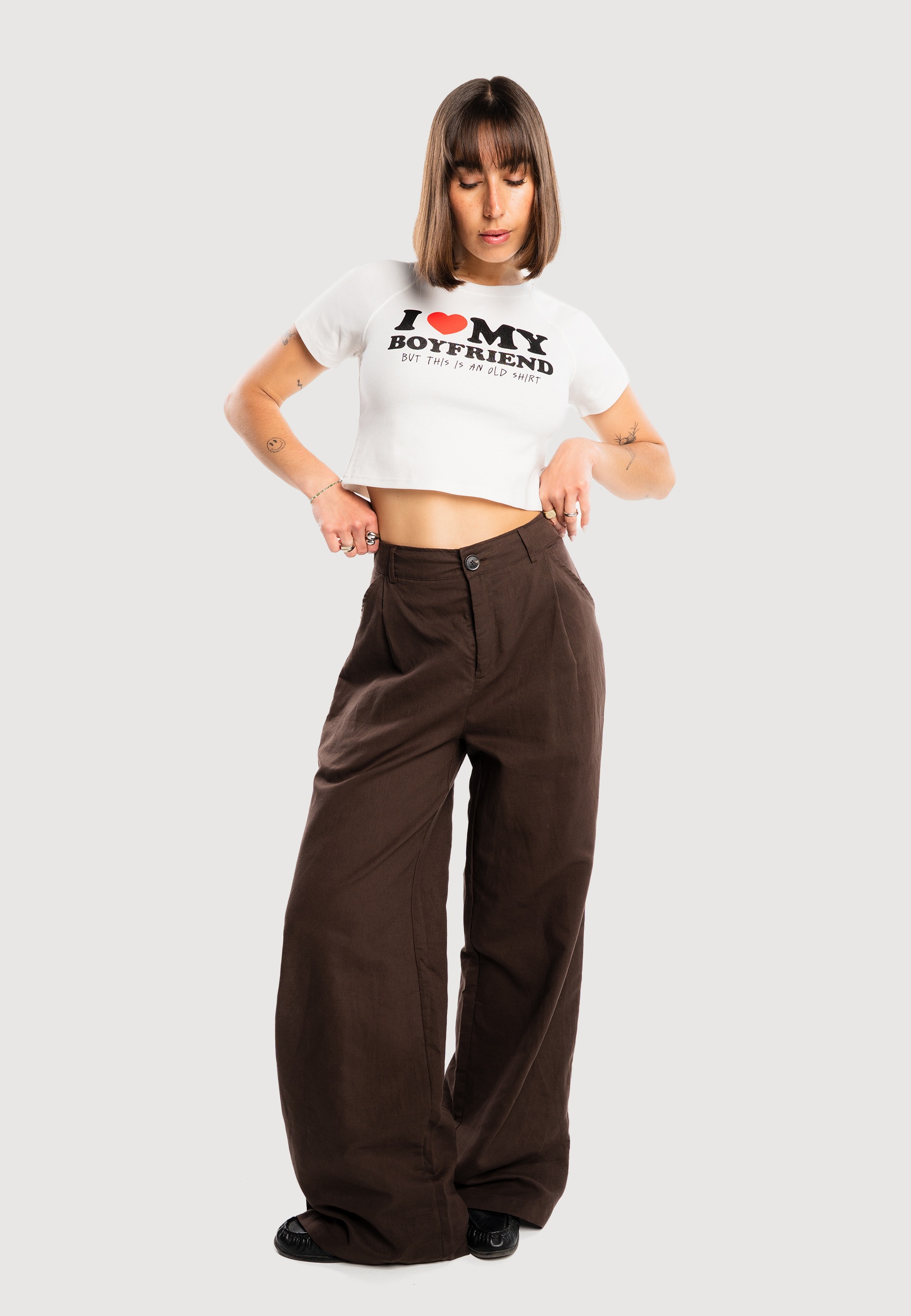 Another Cotton Lab T-Shirt »Another Cotton Lab Love my Boyfriend Crop Top« 1