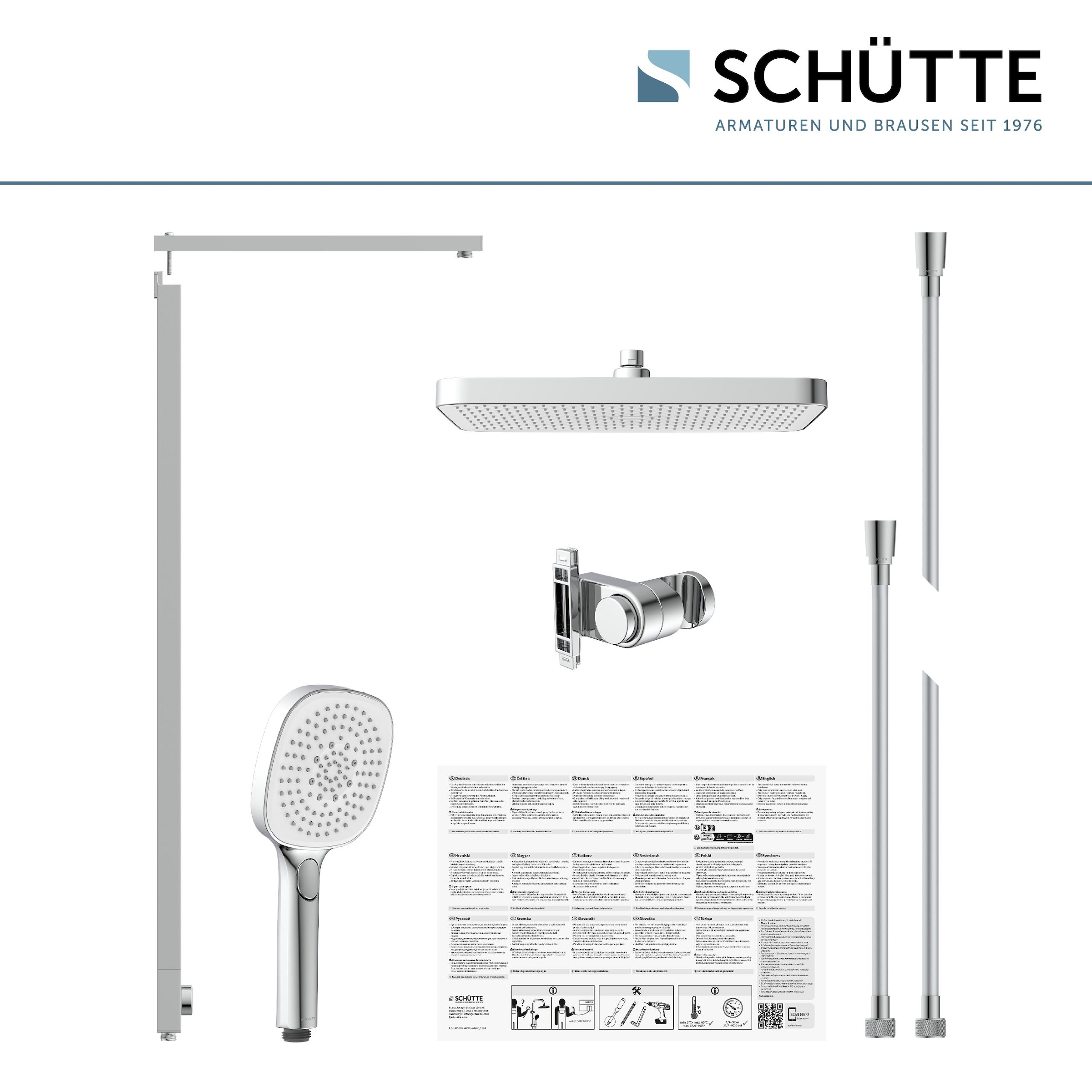Schütte Brausegarnitur »LA PALMA«, (Komplett-Set), Regendusche, mit Antikalk-Beschichtung, wassersparend