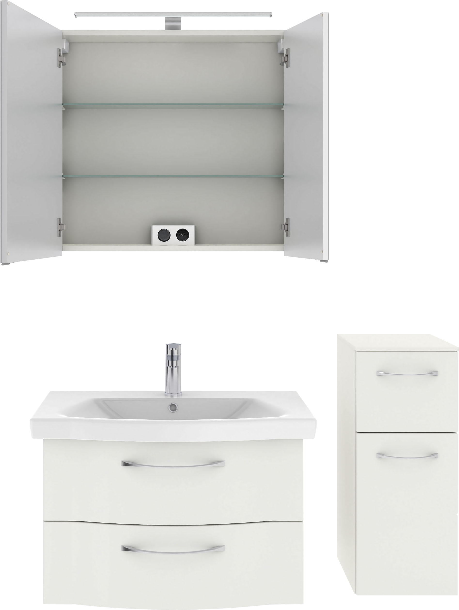 Thumbnail - Saphir Badmöbel-Set "6005 Sprint 3-teilig, Keramik-Waschtisch mit LED-Spiegelschrank" 4 Stk. tlg.