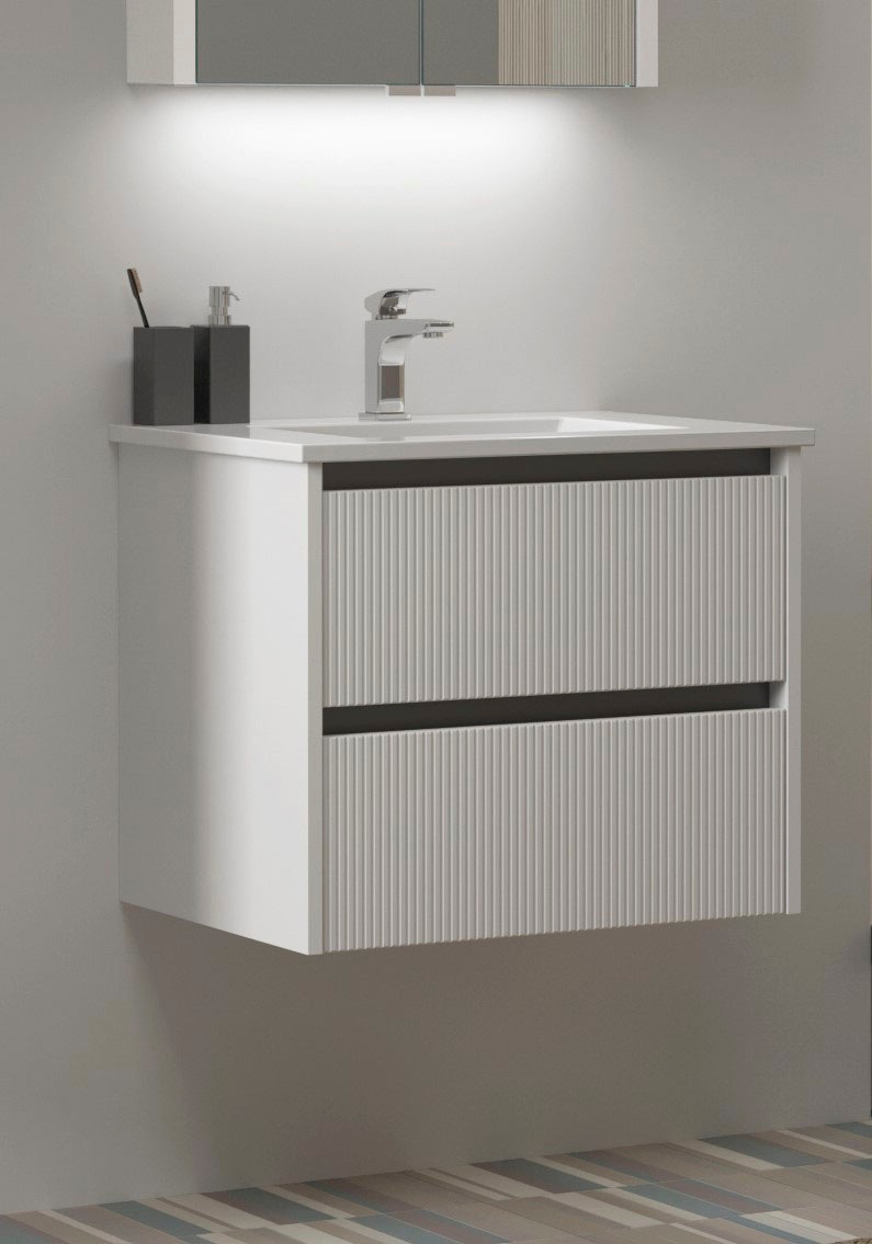 welltime Waschtisch "Urban", mit Keramik Waschbecken, 2 Schubladen mit Softclose, Breite 60 cm