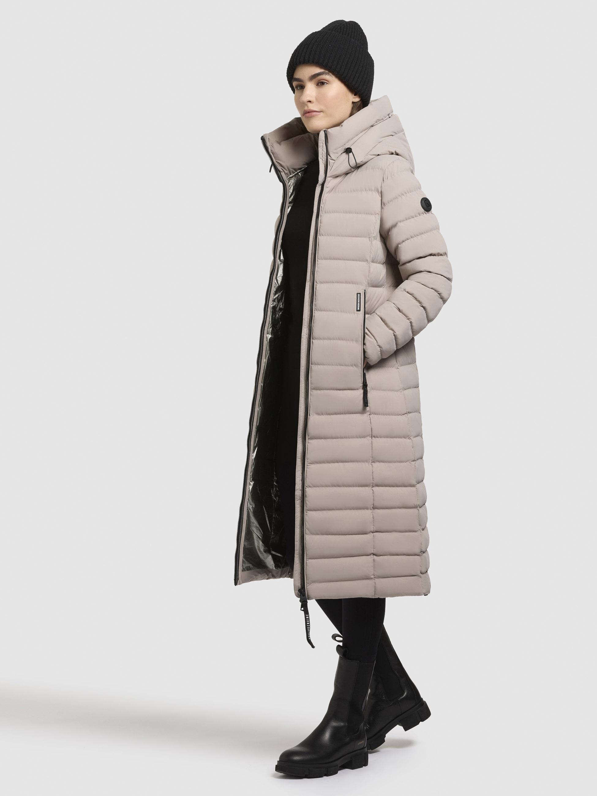 khujo Steppjacke »Imes-YM«, mit Kapuze, Steppmantel mit hohem Kragen und silbrig glänzendem Innenfutter
