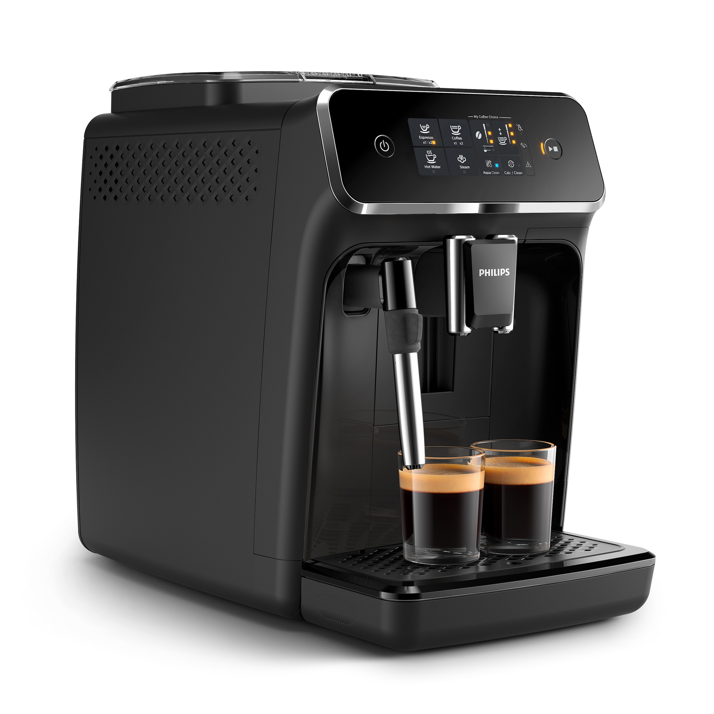 Philips Kaffeevollautomat »EP2225/10 2200 Series, mit 2 leckeren Kaffeespezialitäten,«, klassischem Milchaufschäumer und SensorTouch Oberfläche; Schwarz