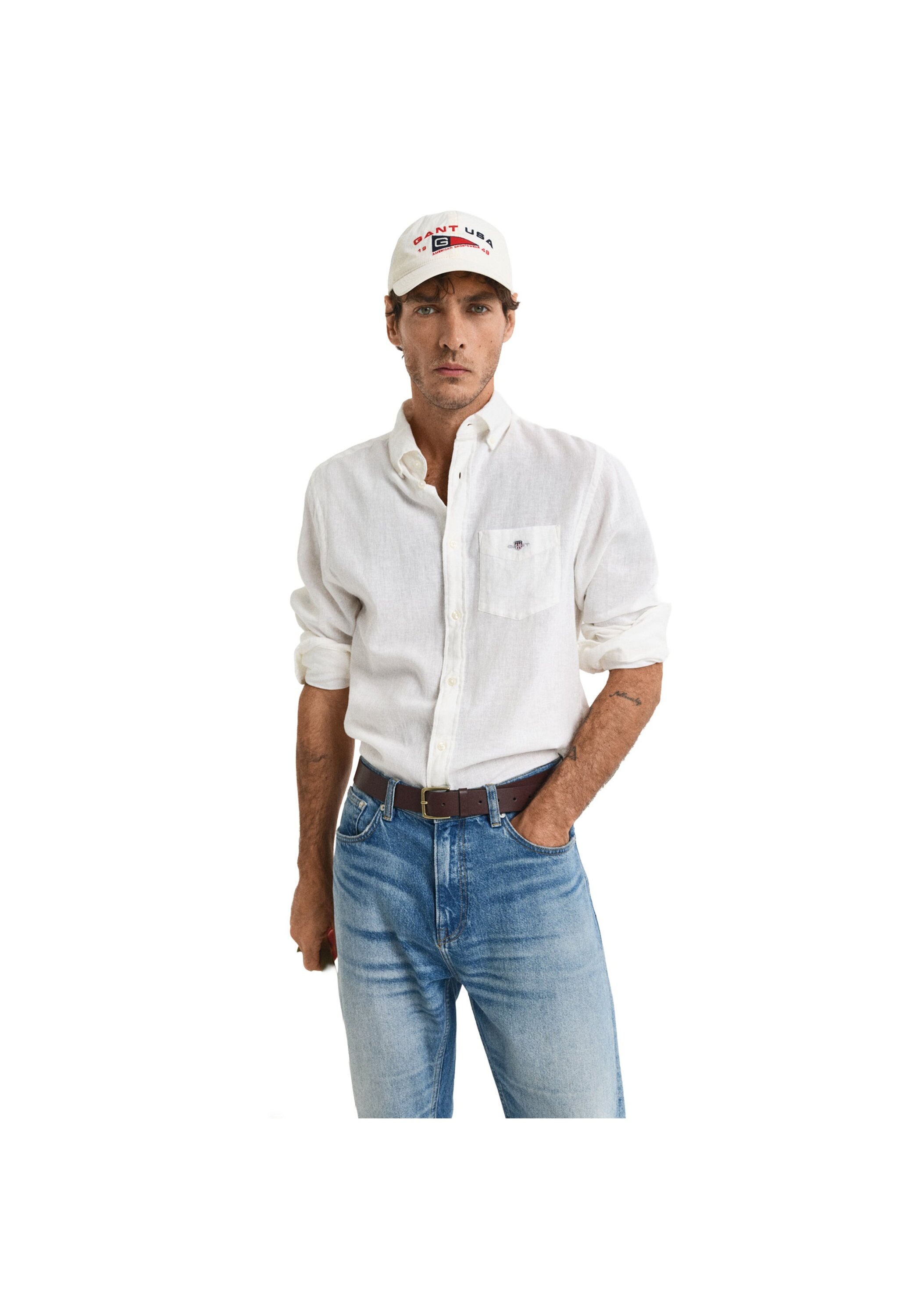 Gant Chemise à Manches Longues 3250082 White L Homme 4