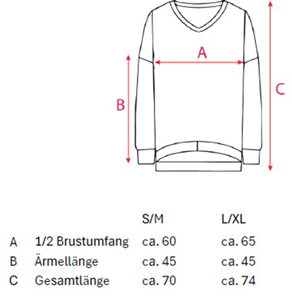 Zwillingsherz Sweatshirt, mit ausgefranstem V-Ausschnitt im Vintage Look