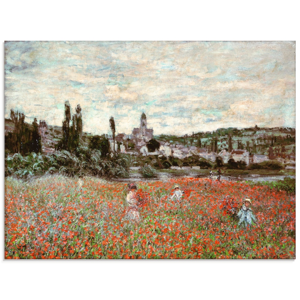 Artland Glasbild »Mohnfeld bei Vetheuil. Ca.1880«, Blumenwiese, (1 St.)