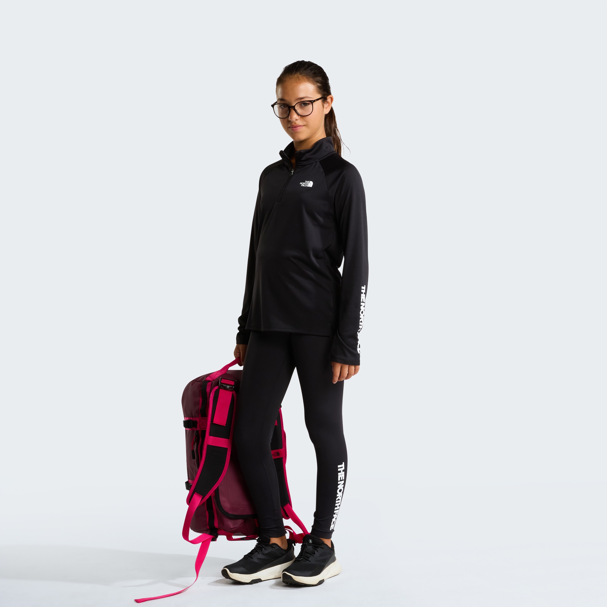 The North Face Funktionsshirt für Kinder, mit Reißverschluss, Langarm, unifarben, aus Polyester