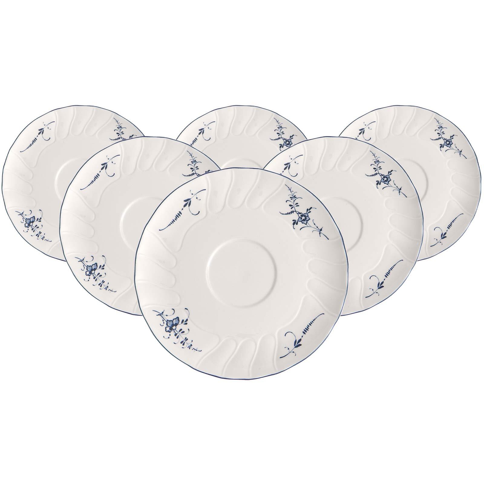 Untertasse VILLEROY & BOCH "Suppen-Untertassen Vieux Luxembourg ø 18,6 cm 6er Set weiß-blau", bunt (weiß, blau), Speiseteller