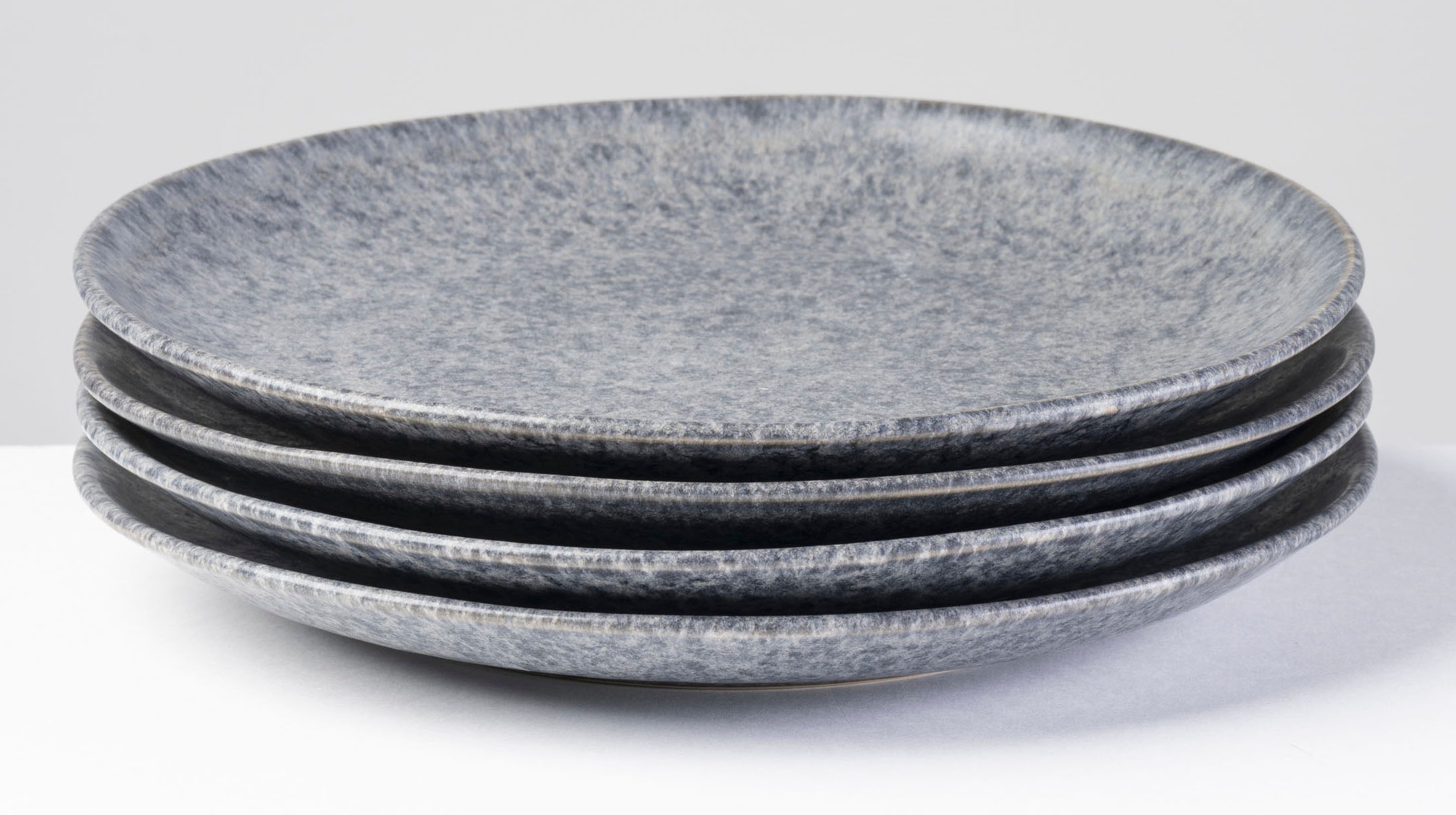Dessertteller GIPFELSTÜCK "Teller Set, Moos'n'Stein", grau, B:21cm Ø:21cm, Steinzeug, Speiseteller, Scandi-Style, glänzende Reaktivglasur, jedes Stück ein Unikat