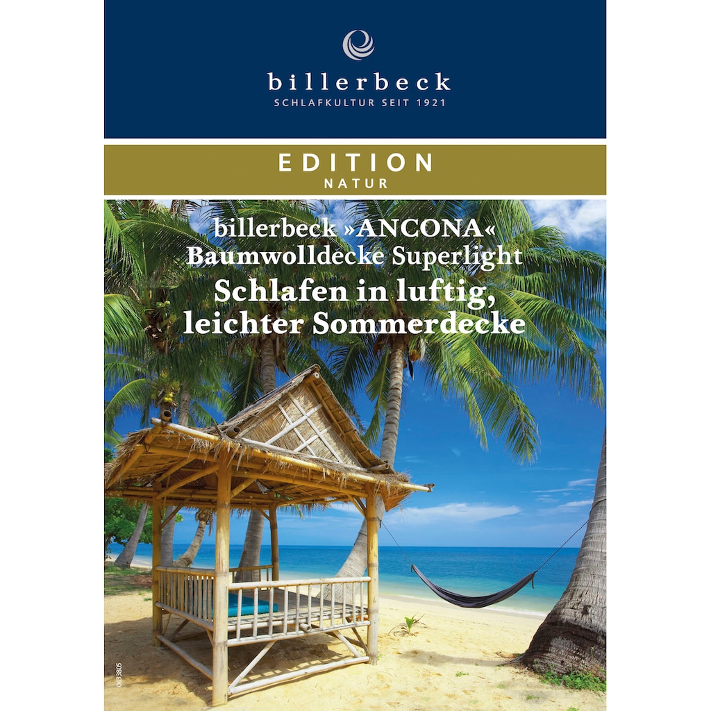 billerbeck Baumwollbettdecke »Ancona Superlight, Bettdecken für den Sommer, Decke«, leicht, Füllung 100% Baumwolle, Bezug 100% Baumwolle, (1 St.)