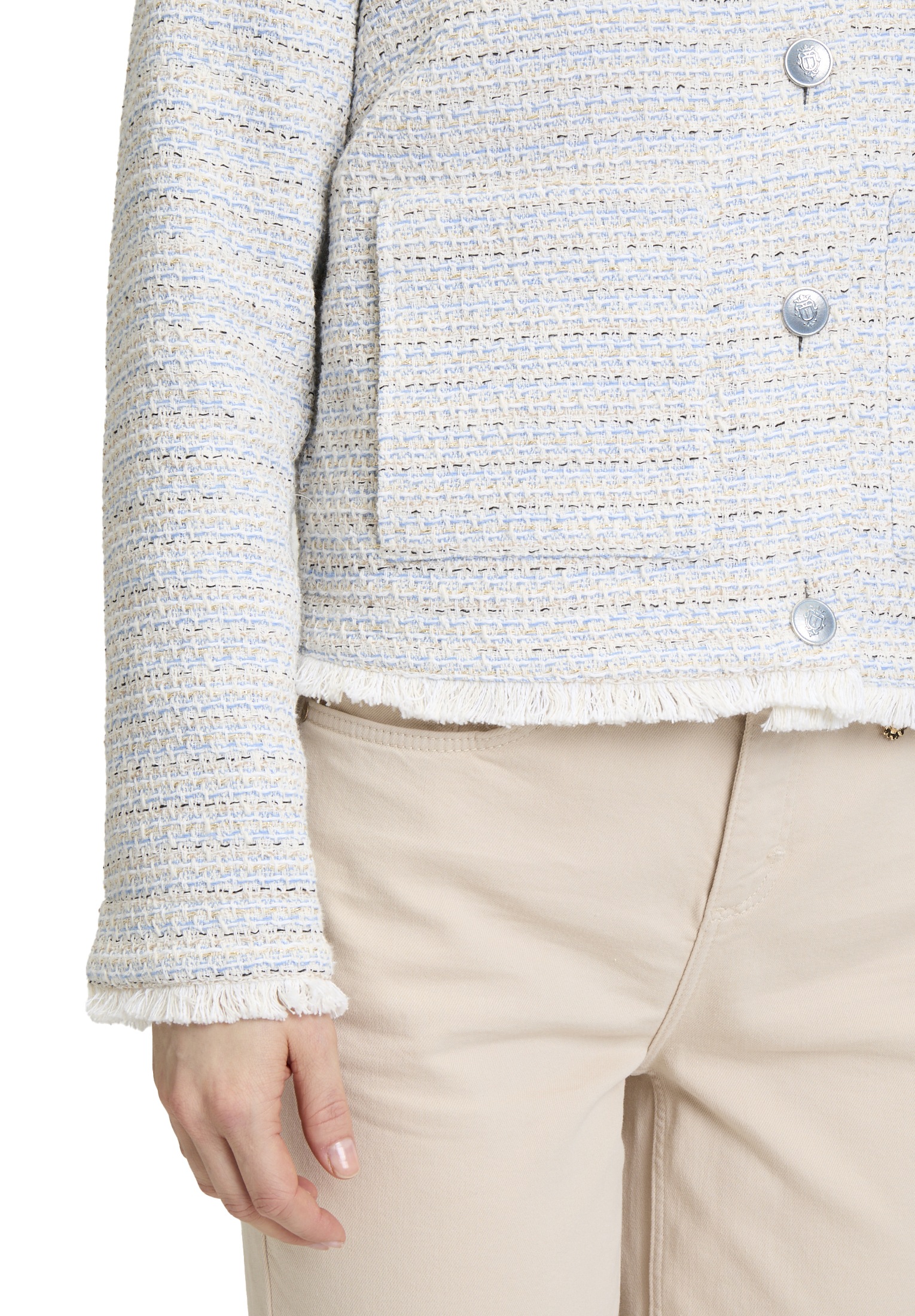 Cartoon Jackenblazer »Cartoon Tweedblazer mit Fransen«, Material