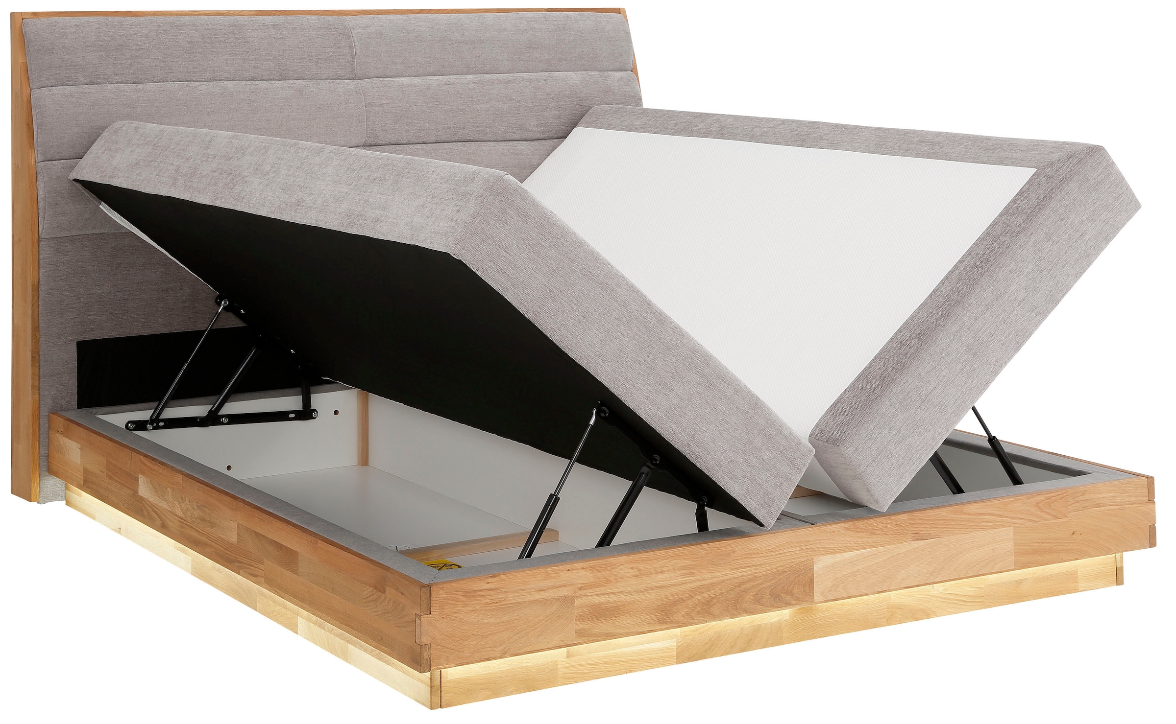 OTTO home Boxspringbett »JENNA in verschiedenen Farben und Breiten erhältlich« LED-Beleuchtung, mit zertifizierten, recycelten Bezugsstoffen