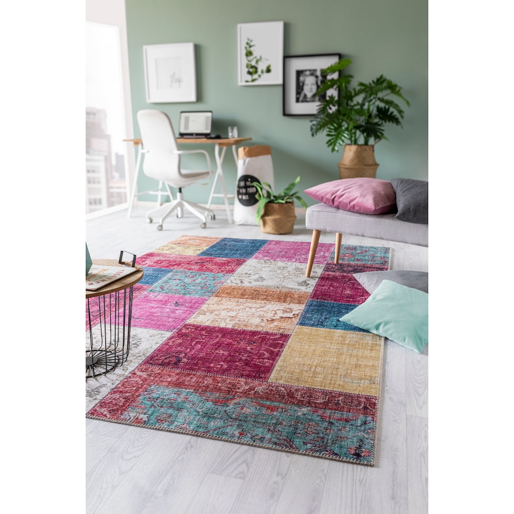 LUXOR living Teppich »Prima 2«, rechteckig, Kurzflor, Patchwork Muster, Vintage Design, Wohnzimmer