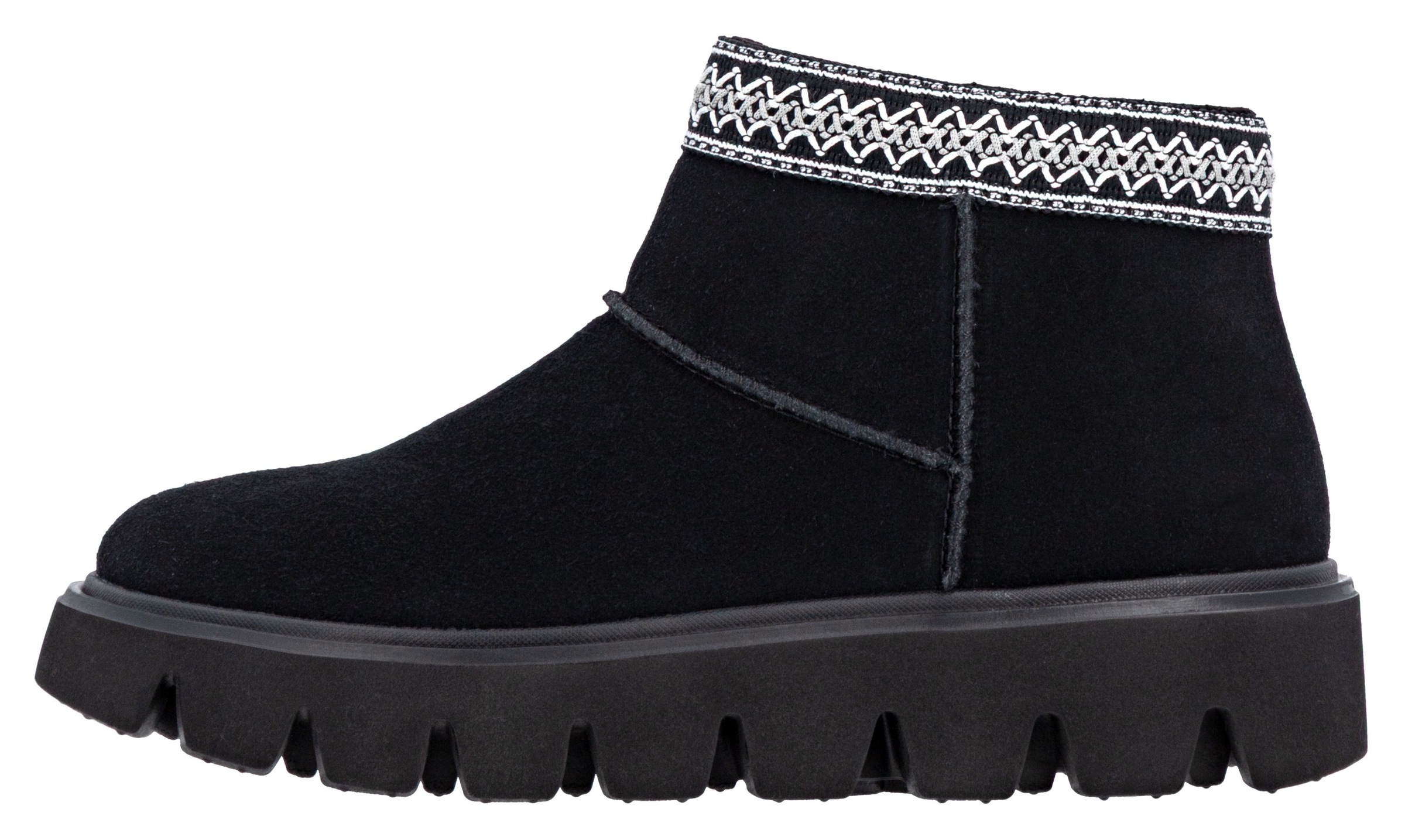 RIEKER Sport Winterboots, Plateauboots, Stiefelette mit Textileinfass im Ethno-Look