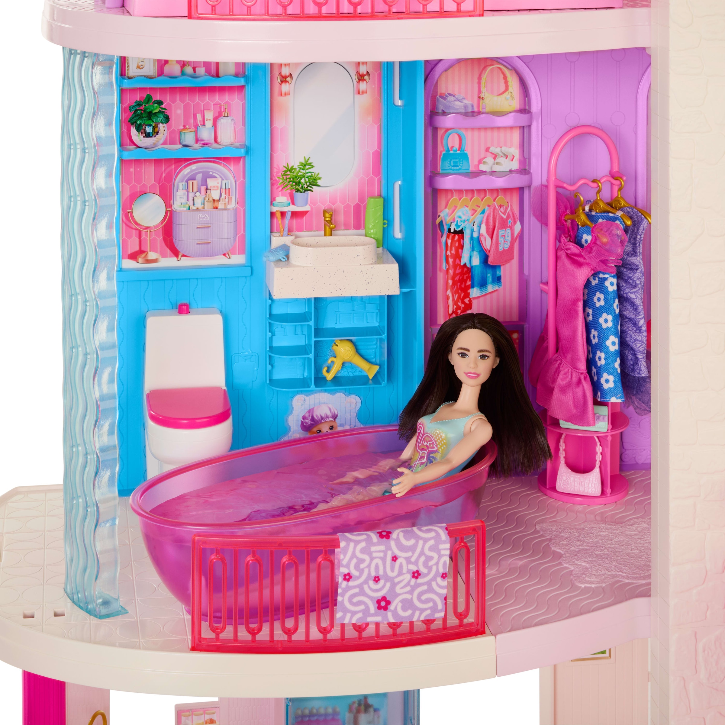 Barbie Puppenhaus »Barbie Traumvilla (2026)« mit Licht , Sound, 2 Pools, 2 Rutschen, 2 Häuser, Aufzug, 3 Etagen