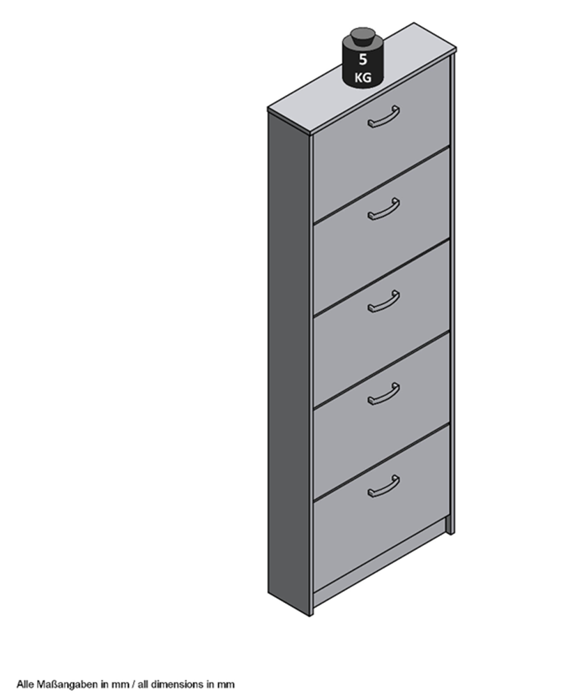 FMD Schuhschrank »Step 5«, Schuhkipper mit 5 Schuhklappen, Höhe 168,5 cm, Tiefe 17 cm