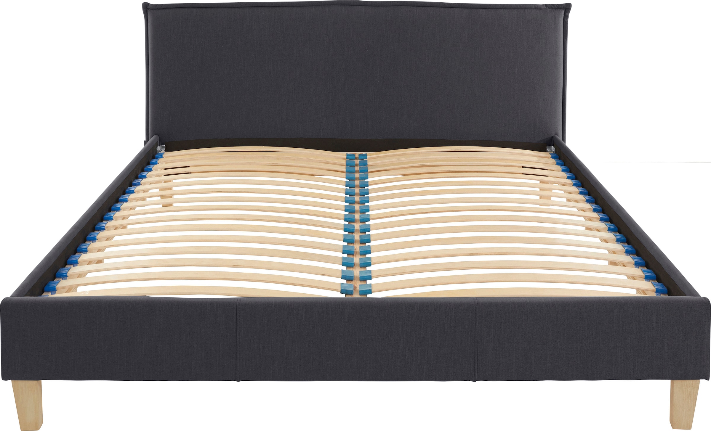 OTTO products Polsterbett »Heddi«, in 5 Breiten: von 90cm-200cm, Biese am Kopfteil, Strukturstoff