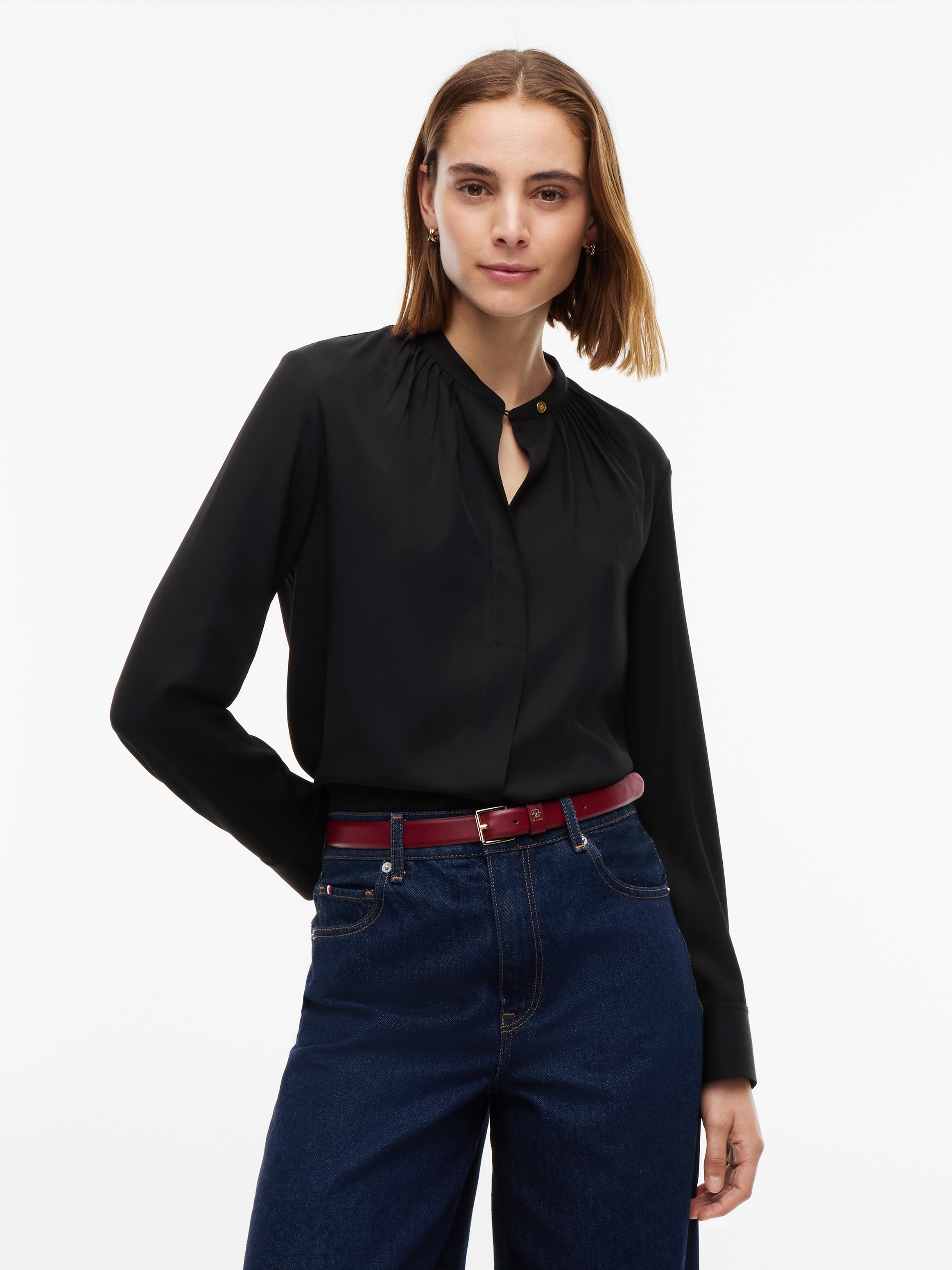 Tommy Hilfiger Langarmbluse "FEM FLUID BLOUSE ESSENTIAL" Viskose