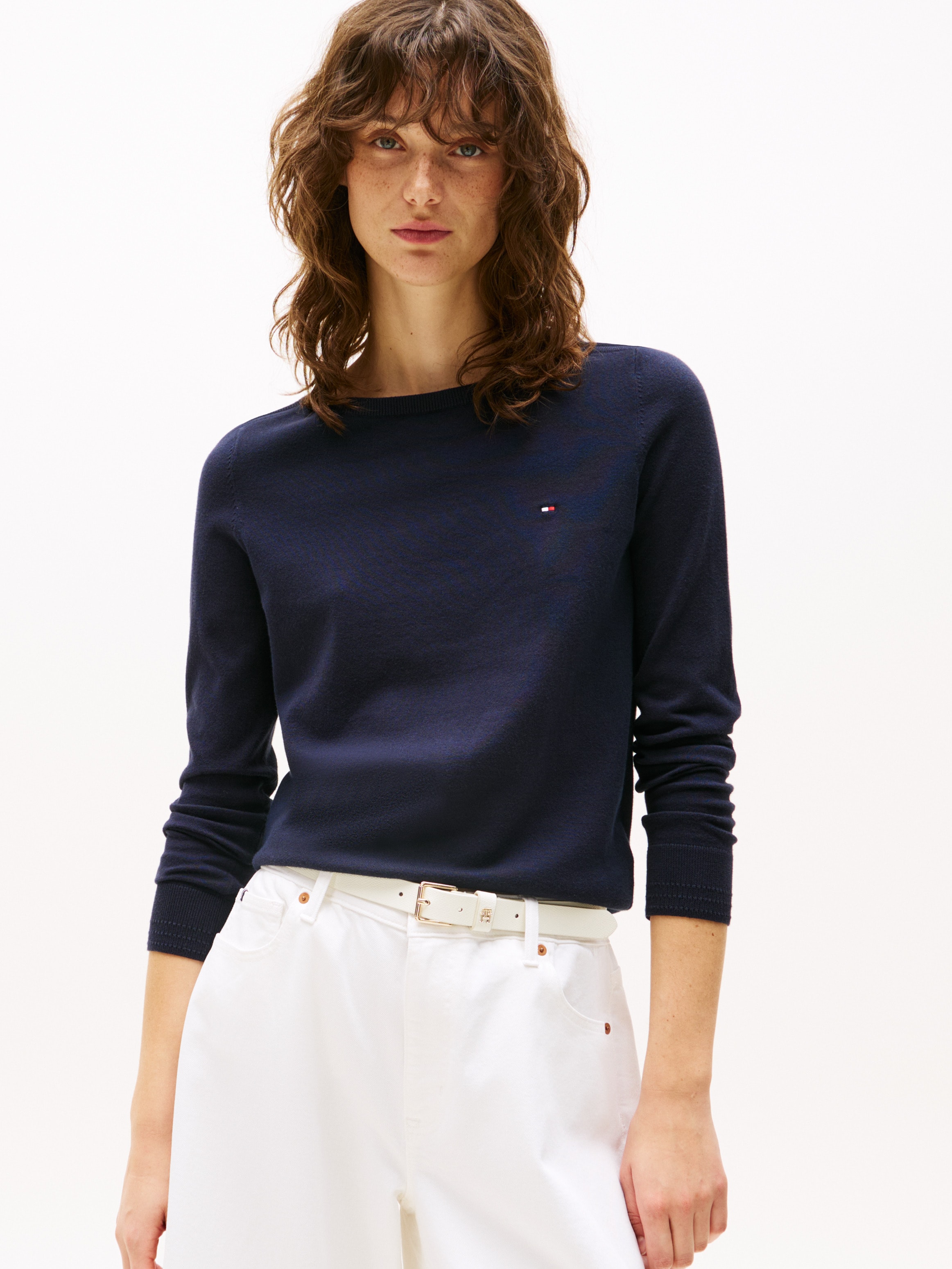 Tommy Hilfiger Strickpullover "CO JERSEY STITCH V-NECK SWEATER" mit Tommy H günstig online kaufen