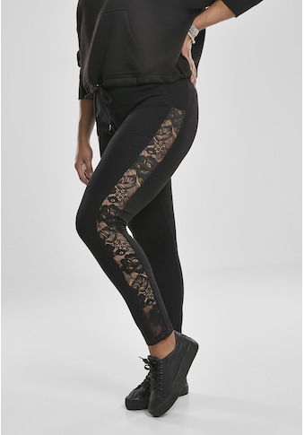 Leggings »Urban Classics Damen Ladies Lace Striped Leggings«, (1 tlg.)