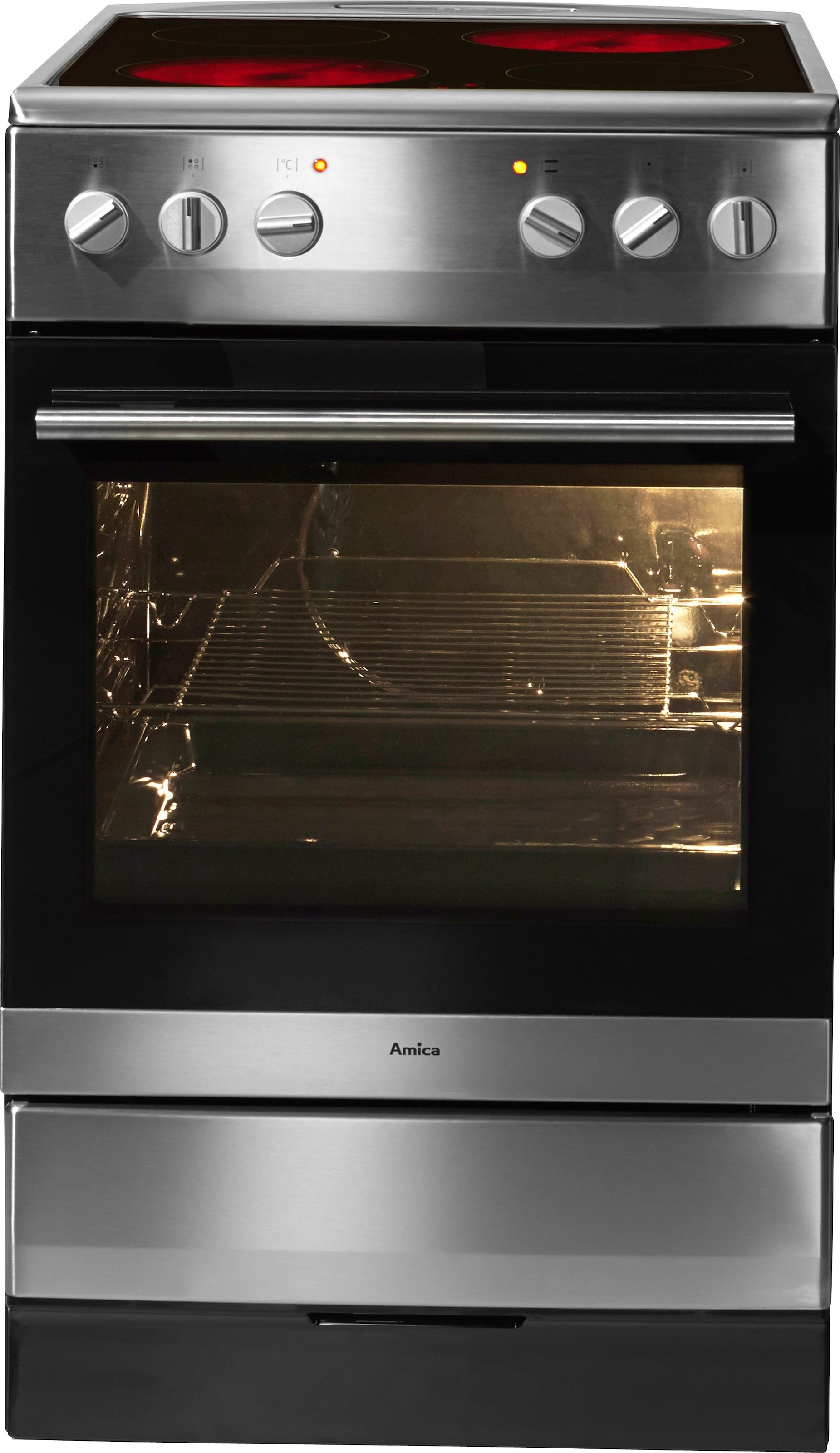AMICA Elektro-Standherd "SHC 11505 W/SHC 11595 E", silber, Herdsets, Reinigt den Ofen mittels Dampf, ohne Chemie