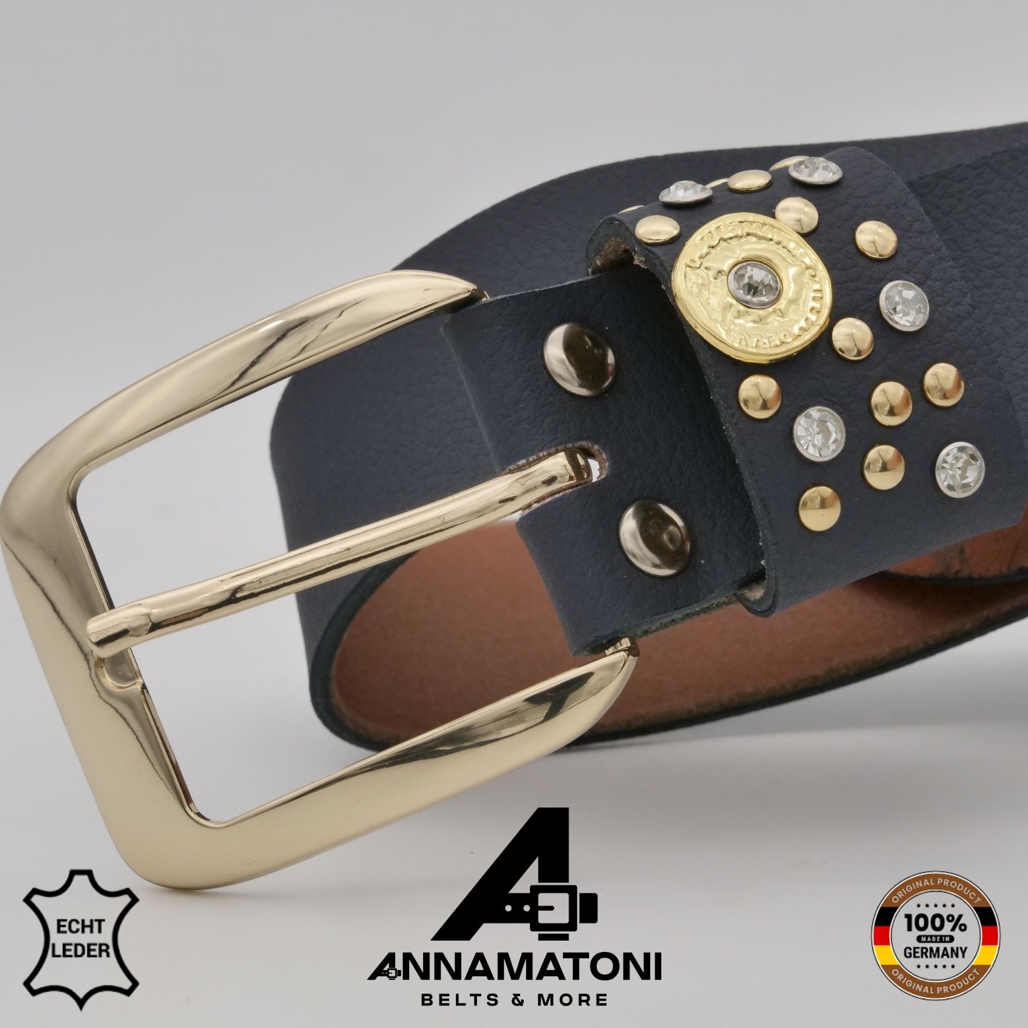AnnaMatoni Ledergürtel »AnnaMatoni AnnaMatoni Damen Ledergürtel mit goldfarbener«