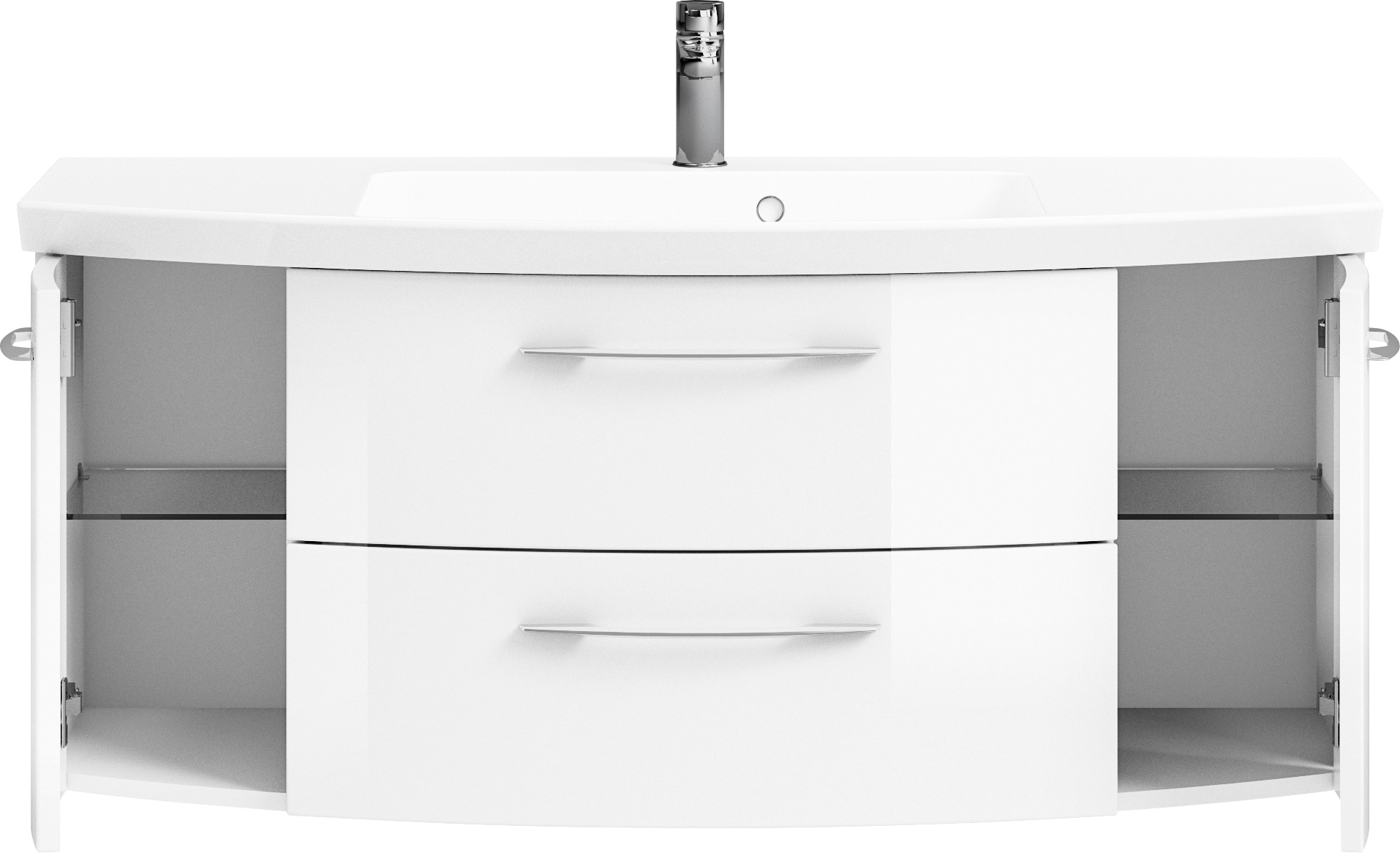Saphir Badmöbel-Set »Cassca Sprint Waschtisch-Set Mineralmarmor-Waschtisch mit Unterschrank«, (1 St.), Waschplatz mit 2 Türen, 2 Schubladen, inkl. Türdämpfer, Badschrank