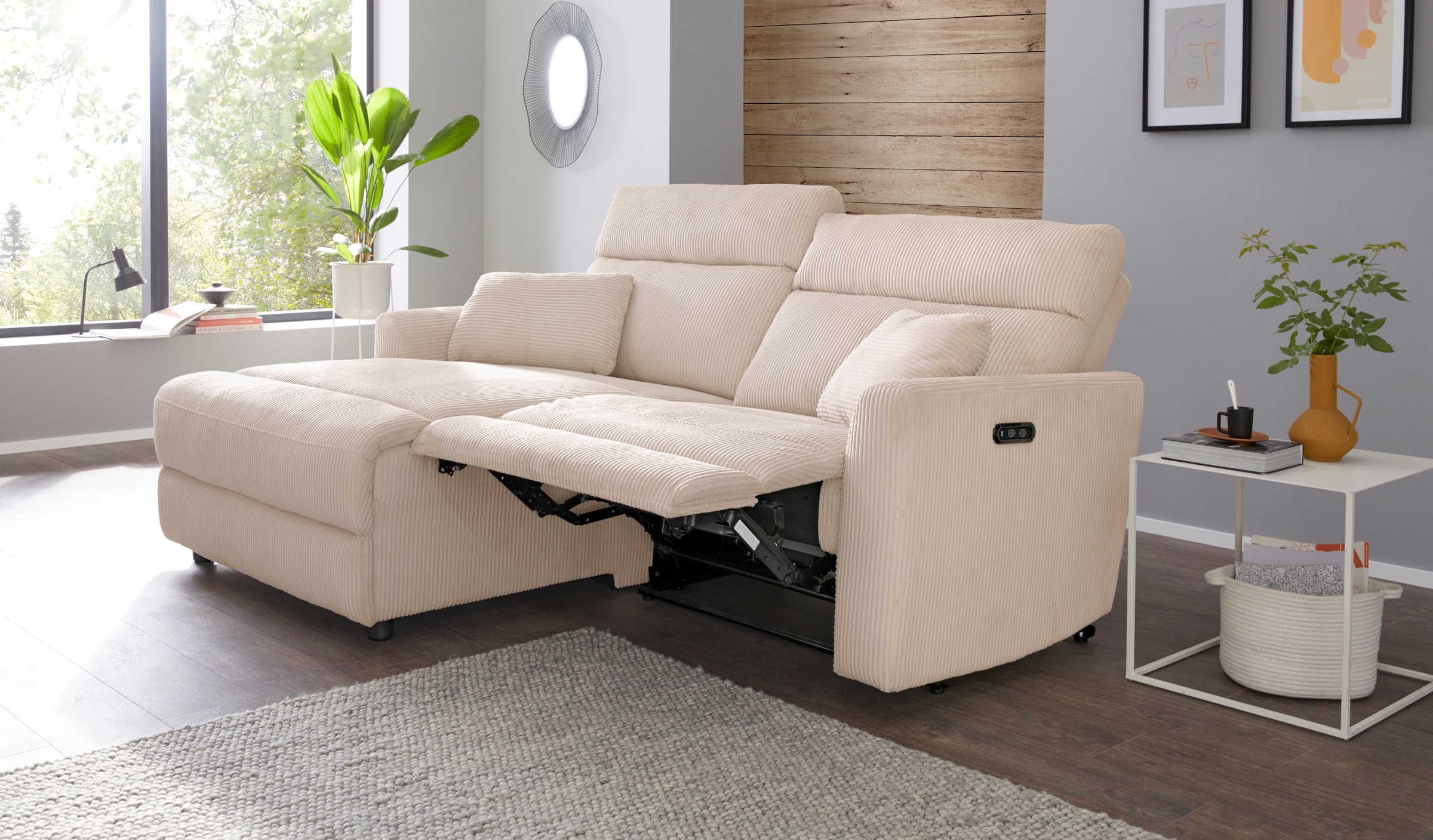 OTTO home "JENNA L-Form, 209cm - OTTO. Verlässliche Qualität." manuelle o. elektrische Relaxfunktion, USB A/C, weicher Sitz, Cord.
