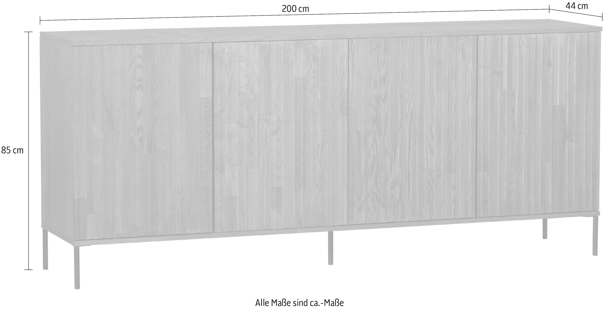 WOOOD Sideboard »New Gravure Dressoir 200 Cm Essen Fineer Espresso«