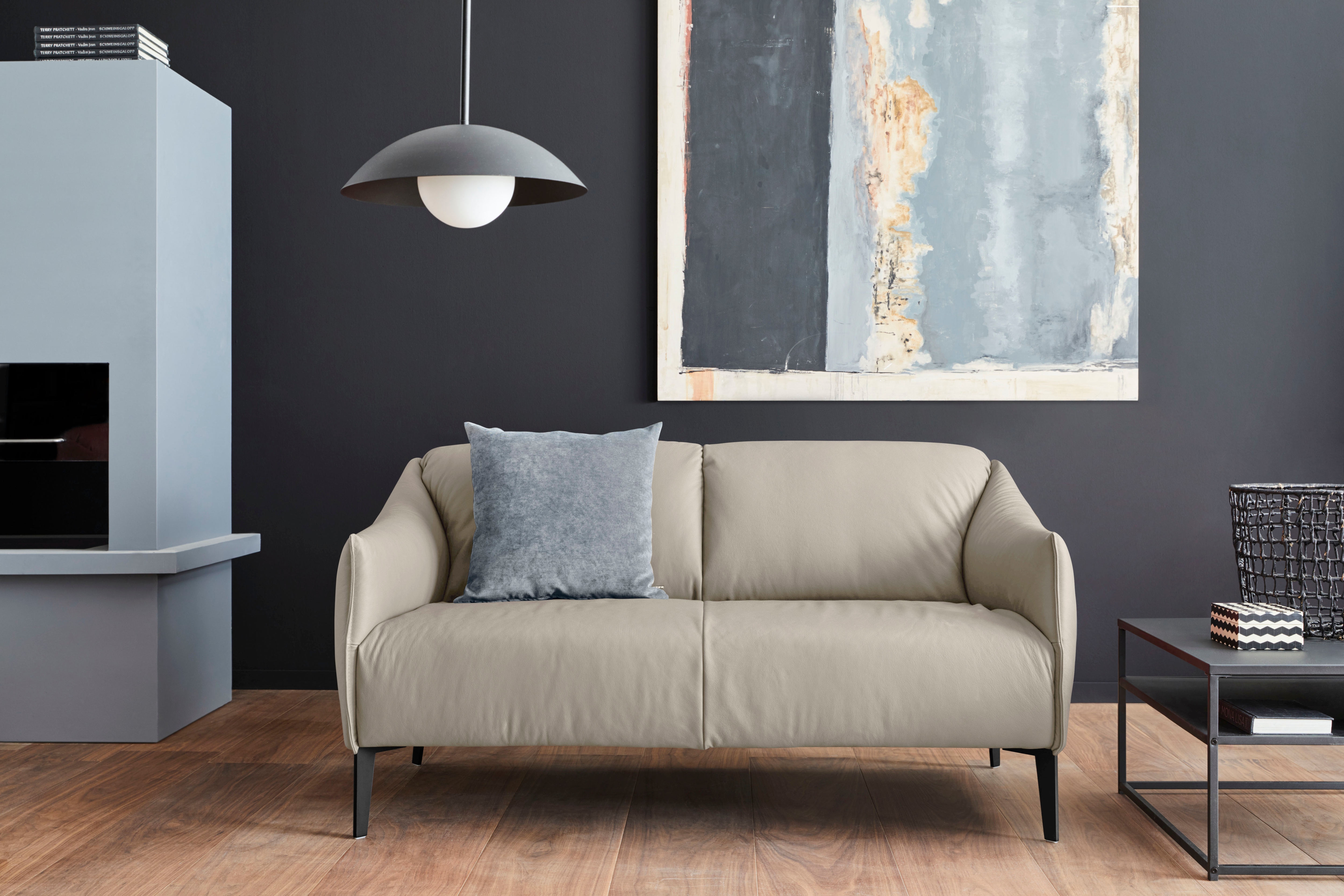 W.SCHILLIG 2-Sitzer "sally Designsofa, Loungesofa, bequem, schmale Armlehnen, Breite 154cm" mit Metall-Winkelfüßen in Schwarz pulverbeschichtet, Breite 154 cm