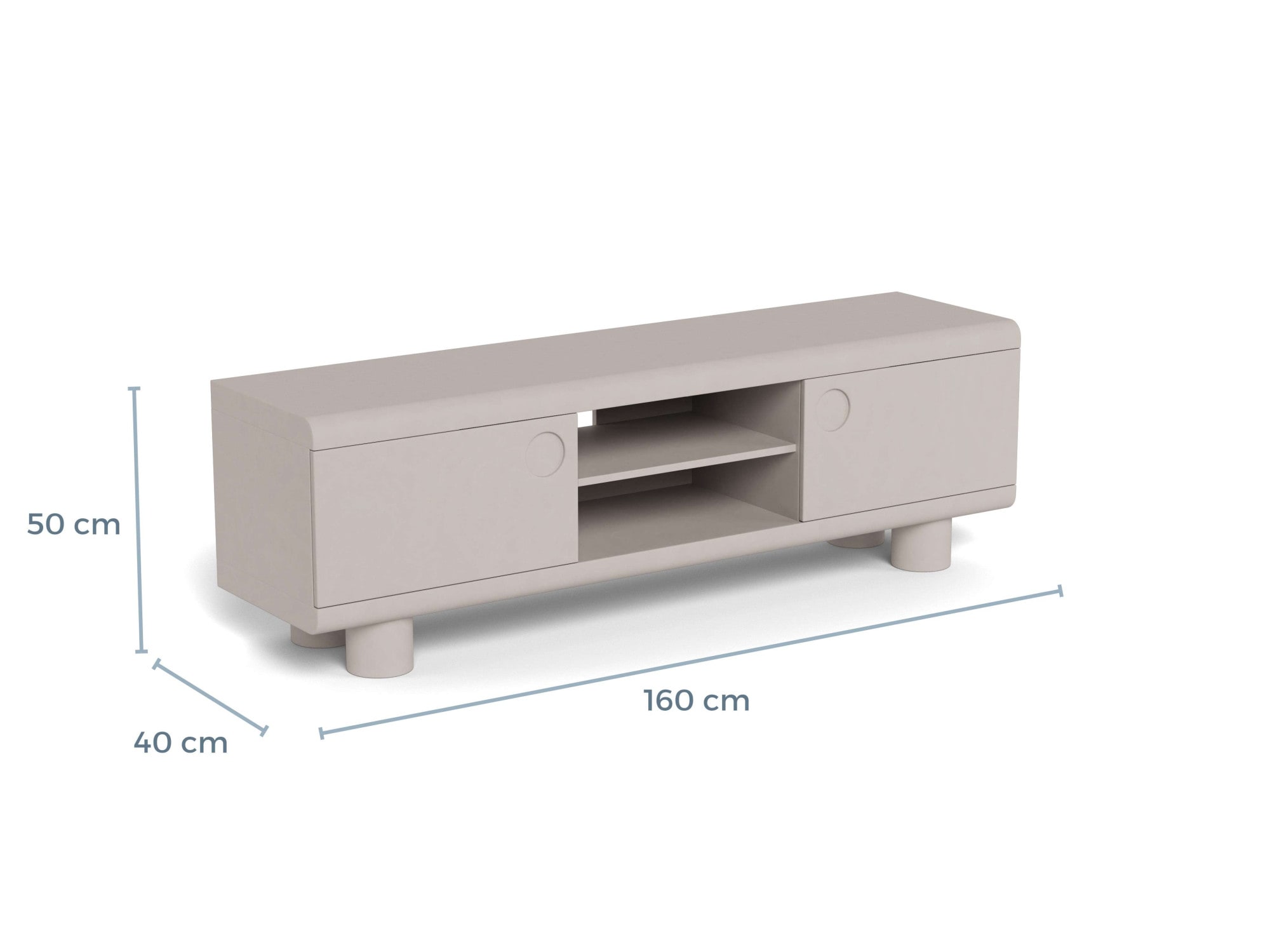 ACTONA GROUP TV-Schrank »Magee - eleganter TV- Tisch für das moderne Wohnzimmer« Im warmen Grau lakiert. 2 Fächer und 3 Regalböden
