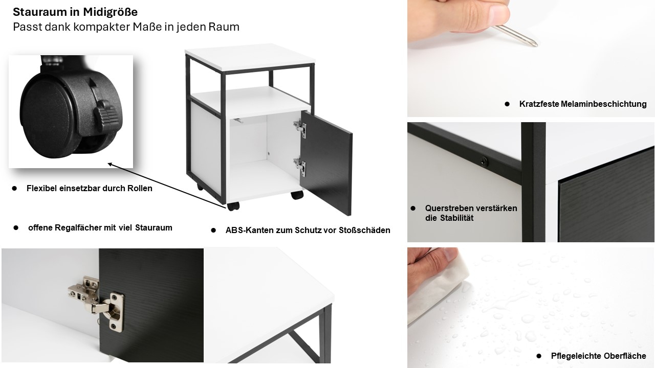 INOSIGN Rollcontainer »Korpo«, Metallgestell, Push-to-open, feststellbare Rollen, Breite 40 cm