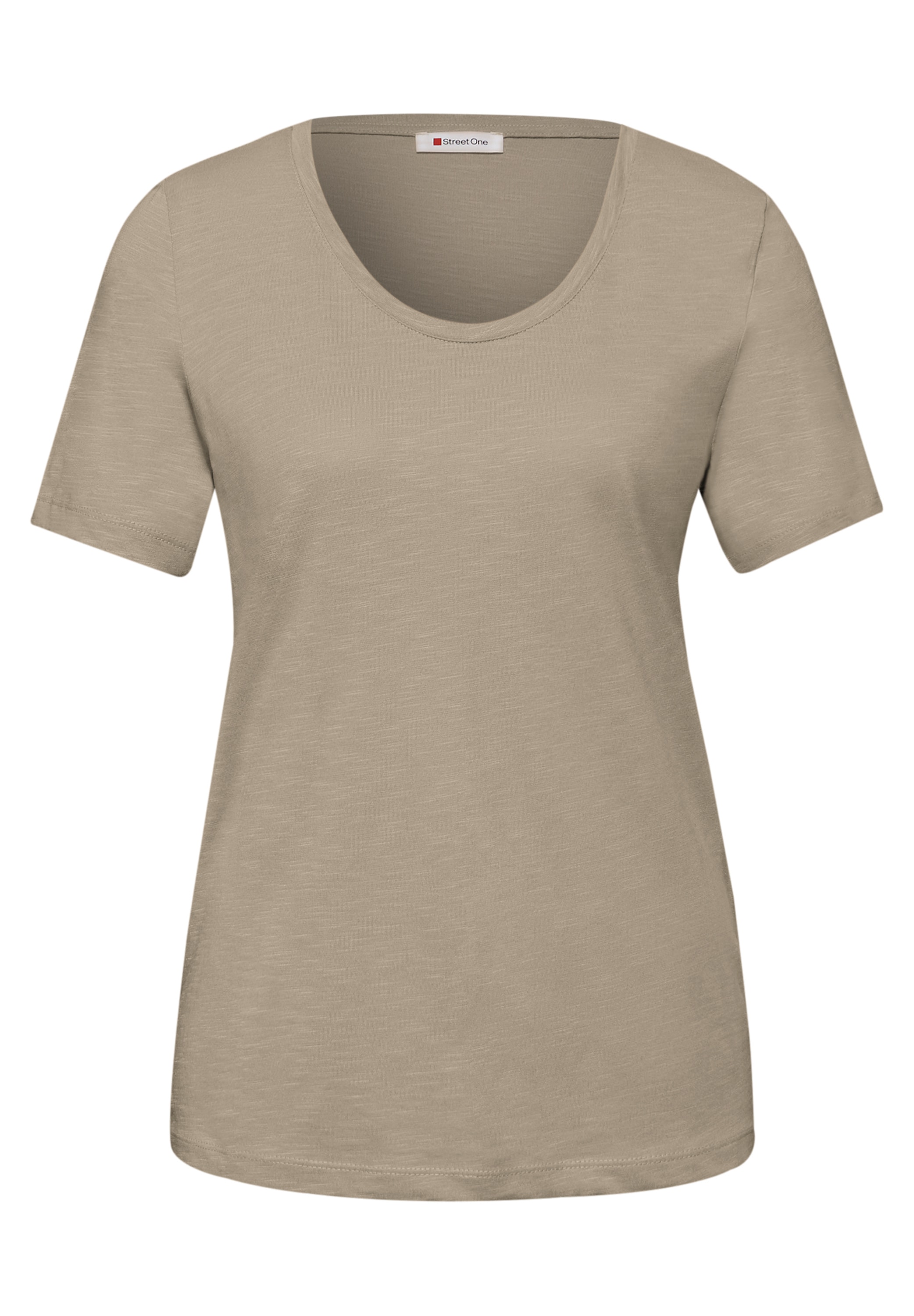 STREET ONE T-Shirt mit abgerundetem V-Ausschnitt