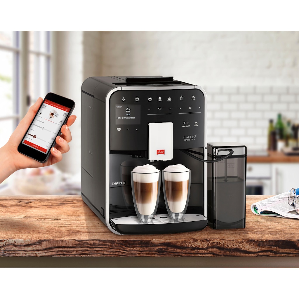 Melitta Kaffeevollautomat »Barista TS Smart® F850-102, schwarz«, 21 Kaffeerezepte & 8 Benutzerprofile, 2-Kammer Bohnenbehälter