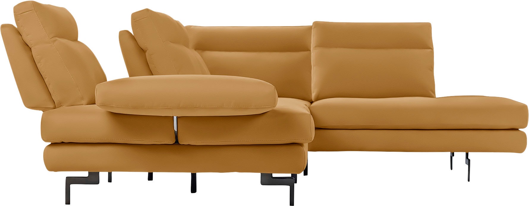 CALIA ITALIA Ecksofa »Toby Wing, L-Form, Designsofa mit sensationellem Sitzkomfort«, Sitztiefenverstellung, funktionale Ecke, Füße in schwarz matt