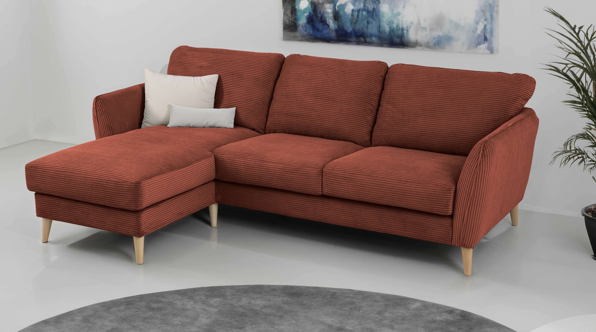 OTTO home Ecksofa "MARSEILLE (242/152cm),L-Form, Rec. rechts/links" Massivholzbeine aus Eiche, in verschieden Bezügen und Farbvarianten