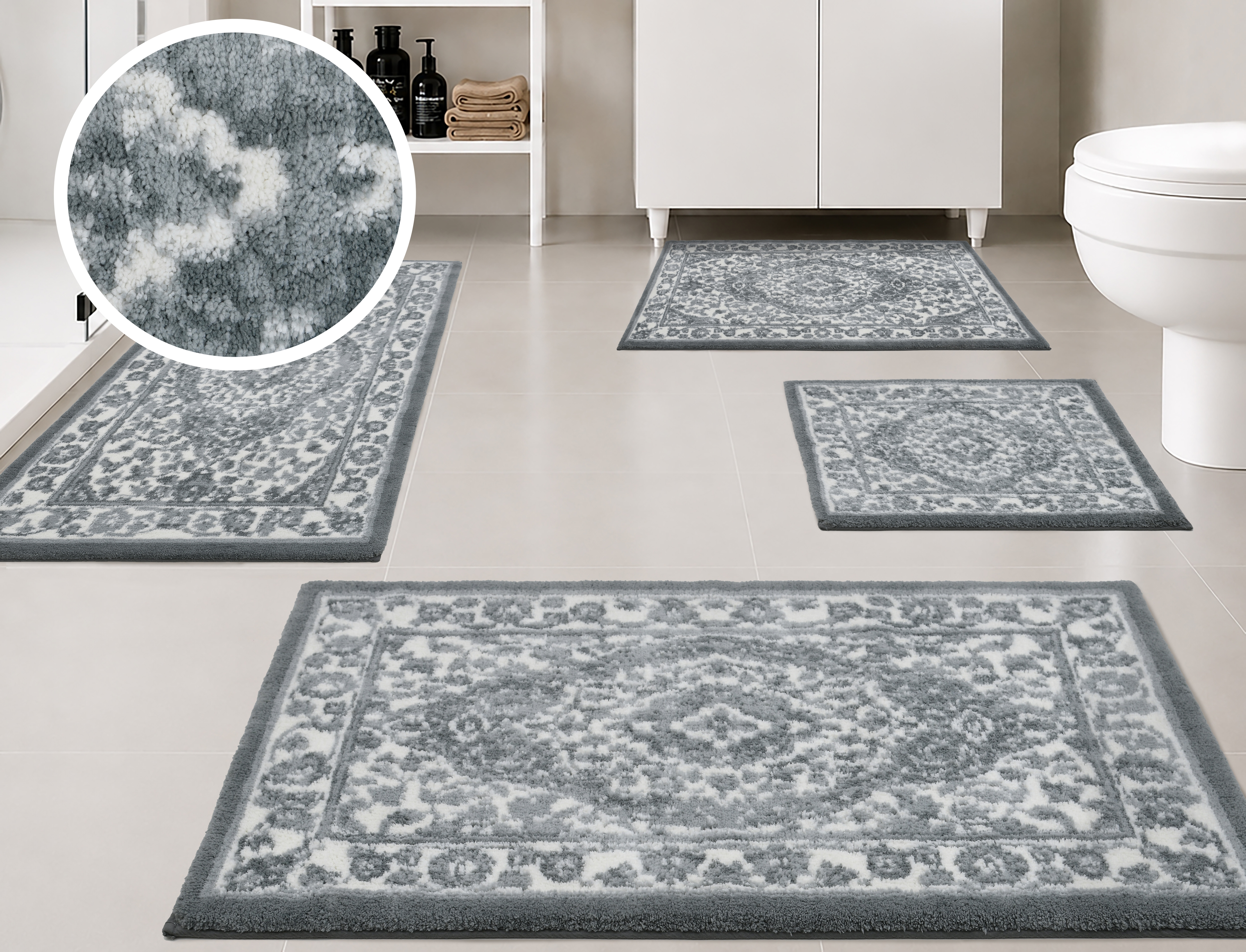 OTTO home Badematte "Oriental, Badvorleger, Badezimmer Teppich, Duschvorleger" Höhe 18 mm rutschhemmend beschichtet schnell trocknend Badteppich, Orient-Optik