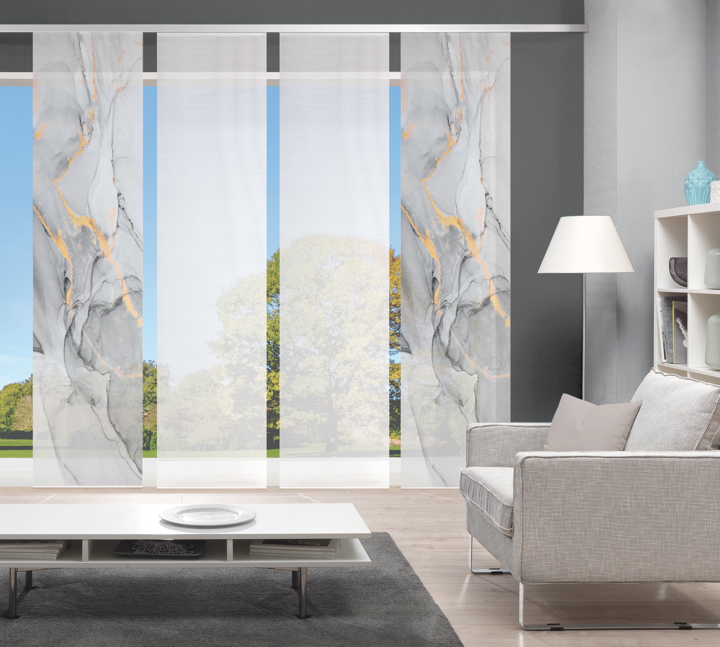 Vision S Schiebegardine "MARMOSA 4er SET" Paneelwagen 4 Stk. tlg. Bambus-Op günstig online kaufen