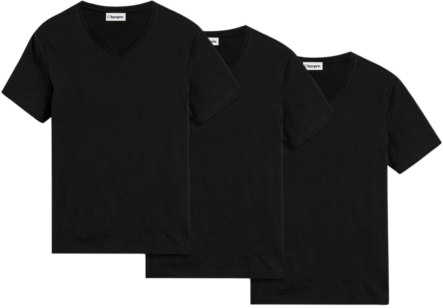 bonprix T-Shirt "T-Shirt mit V-Ausschnitt (3er Pack)" Packung, 3 Stk. Regul günstig online kaufen