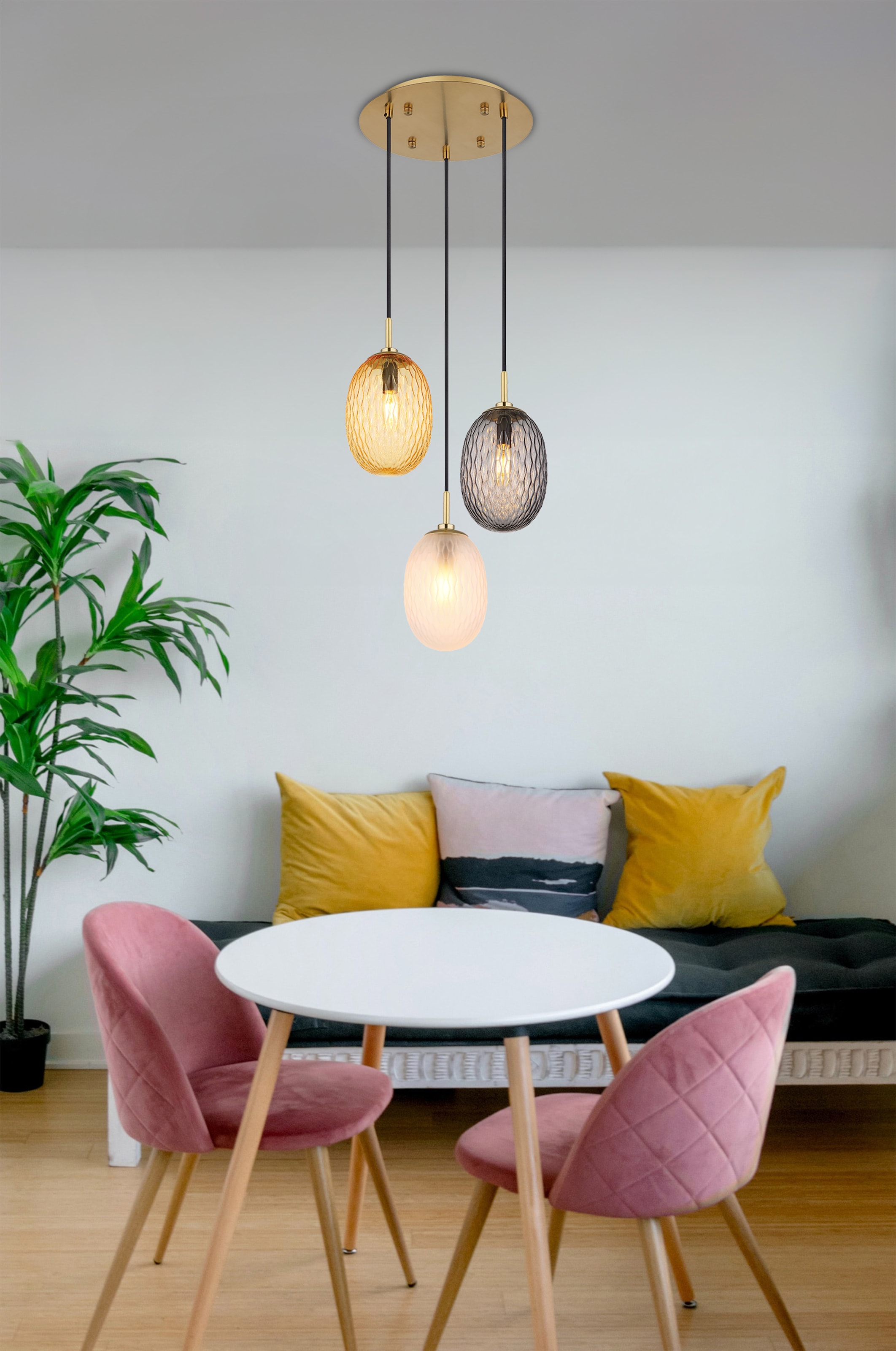 GLOBO LIGHTING Hängeleuchte »DEVIN«, Leuchtmittel E14 | ohne Leuchtmittel, Hängelampe/Pendelleuchte/Esszimmer/Wohnzimmer/Esstisch