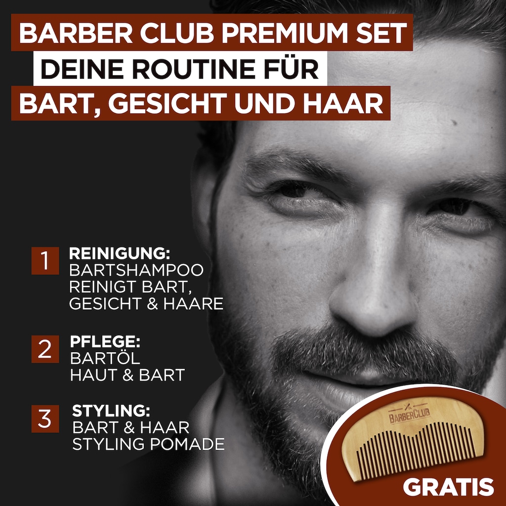 L'ORÉAL PARIS MEN EXPERT Bartpflege-Set »Barber Club Premium«, (5 tlg.), die ganze Bartpflegeroutine im coolen Jutebeutel