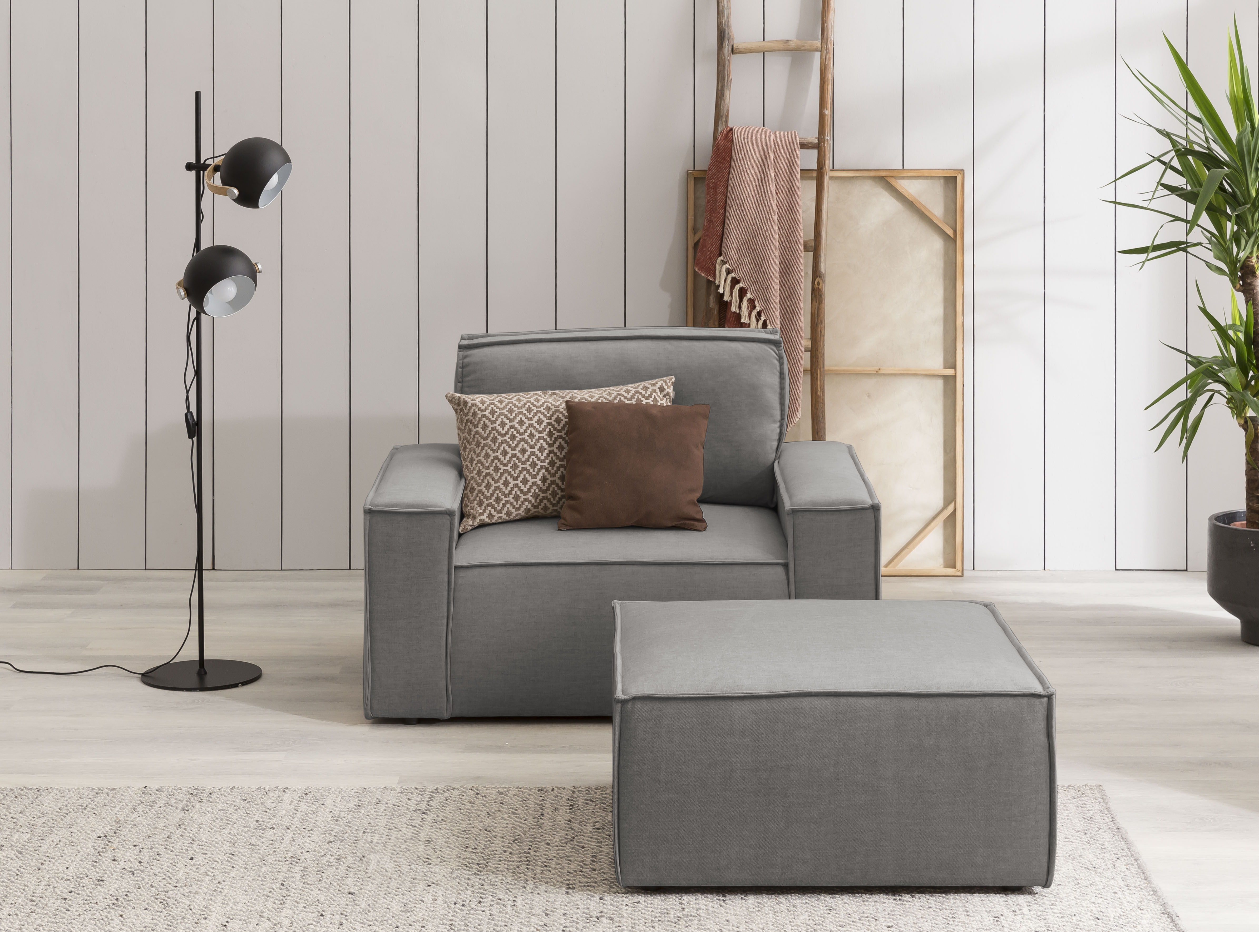 OTTO home Sessel "SHERWOOD Samtvelours Sessel-Set" Loveseat und Hocker im Set, passend zur Polster-Serie SHERWOOD