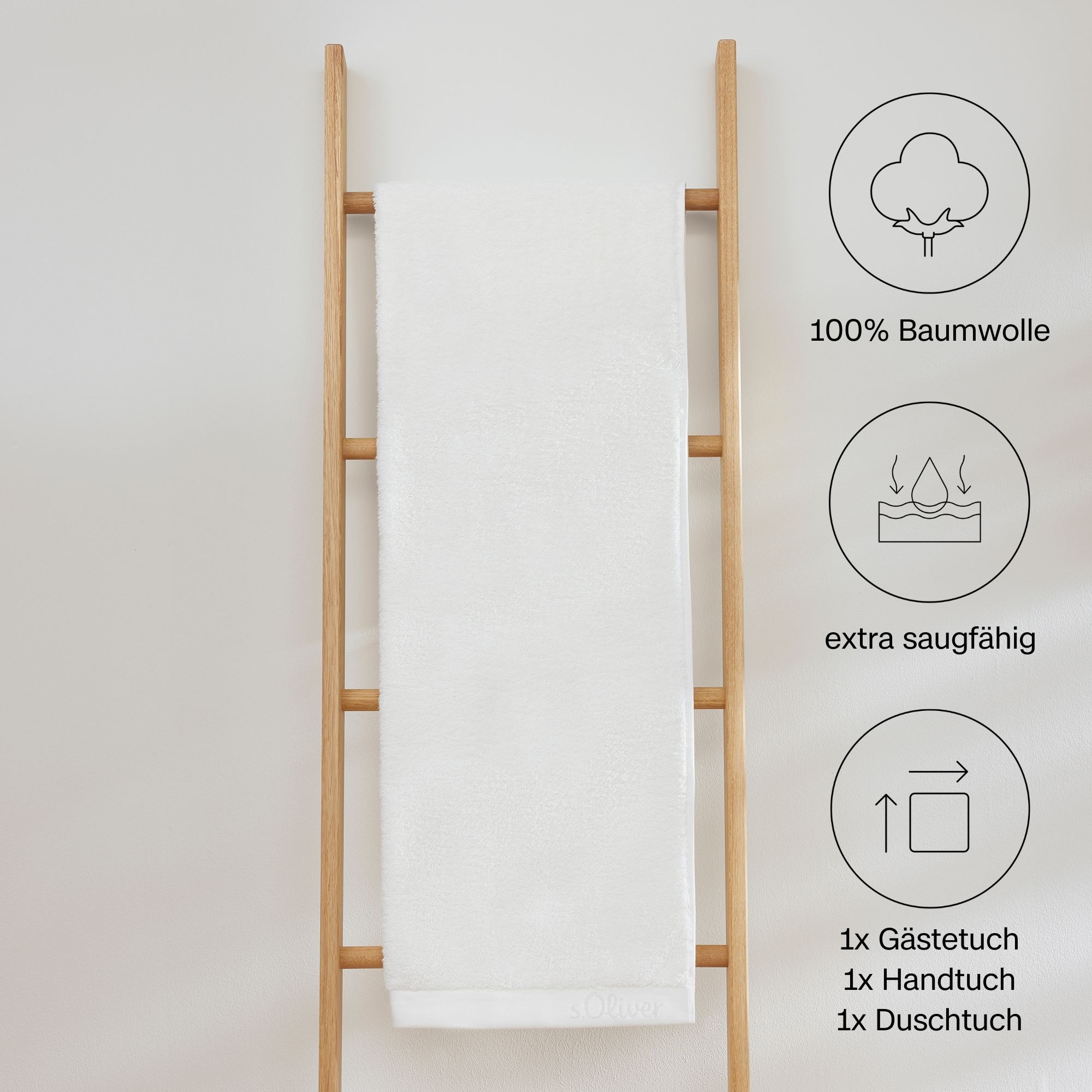 s.Oliver Handtuch Set »s.Oliver, Premium Qualität, 600 gr/m²,«, (Set, 3 St., 1 Gästetuch 30x50 cm-1 Handtuch 50x100 cm-1 Duschtuch 70x140 cm), 1 Gästetuch 30x50 cm, 1 Handtuch 50x100 cm, 1 Duschtuch 70x140 cm