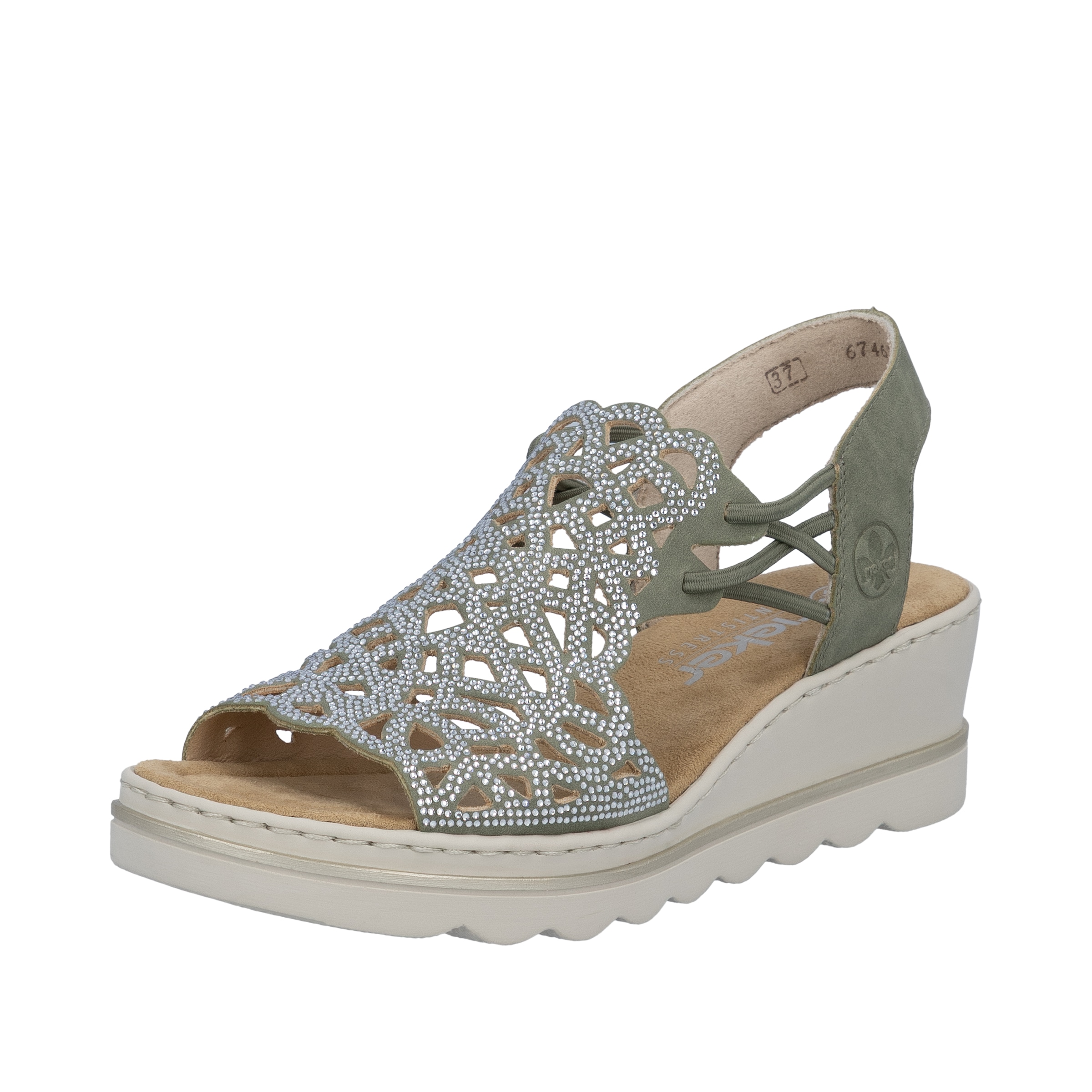 Rieker Keilsandalette Sommerschuh, Plateausandale, Schlupfschuh mit Schmuck günstig online kaufen