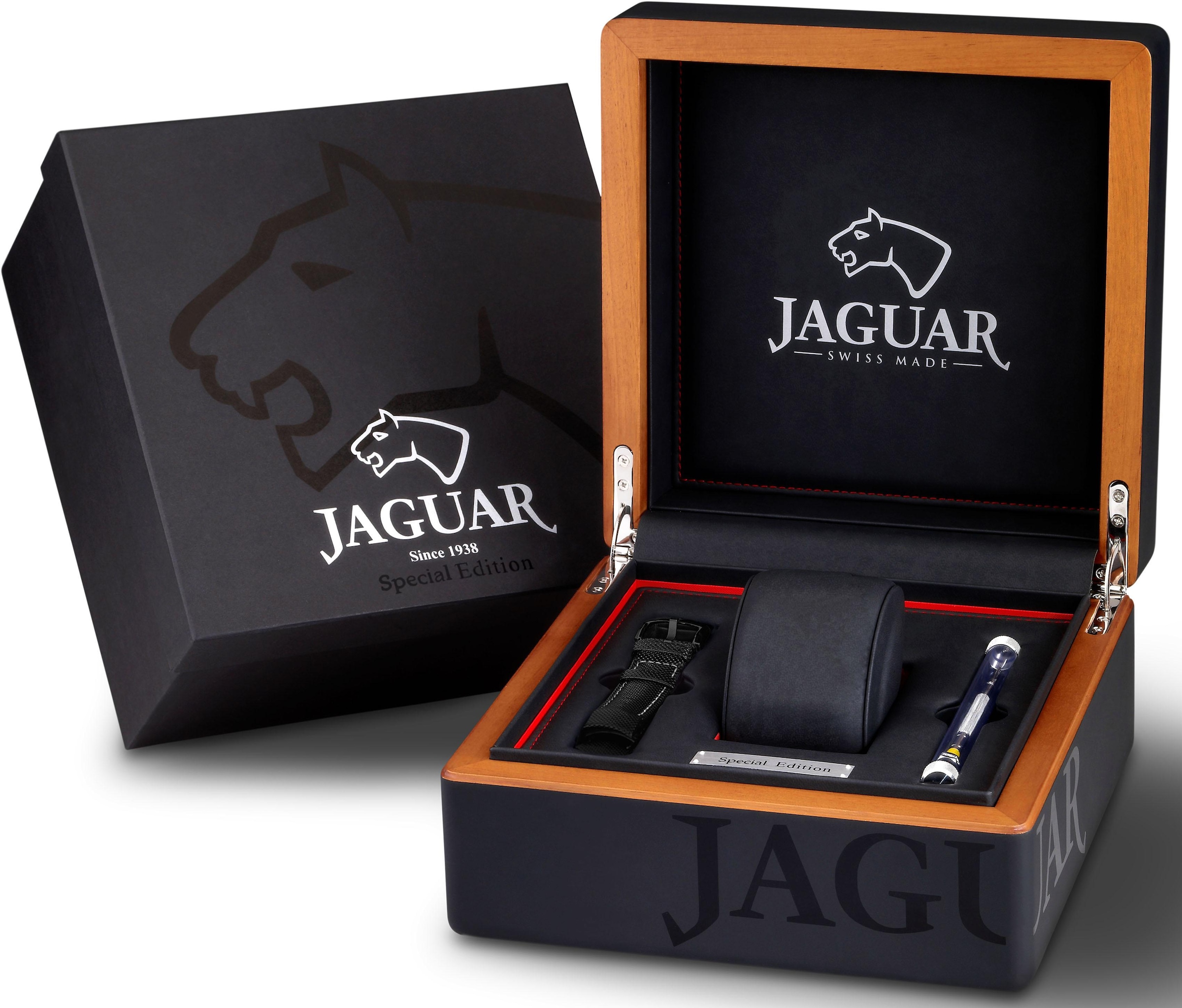 Jaguar Chronograph »Special Edition, J689/1«, (Set, 3 tlg., mit Wechselband und Werkzeug), Quarzuhr, Herrenuhr, Saphirglas, Stoppfunktion, Swiss Made