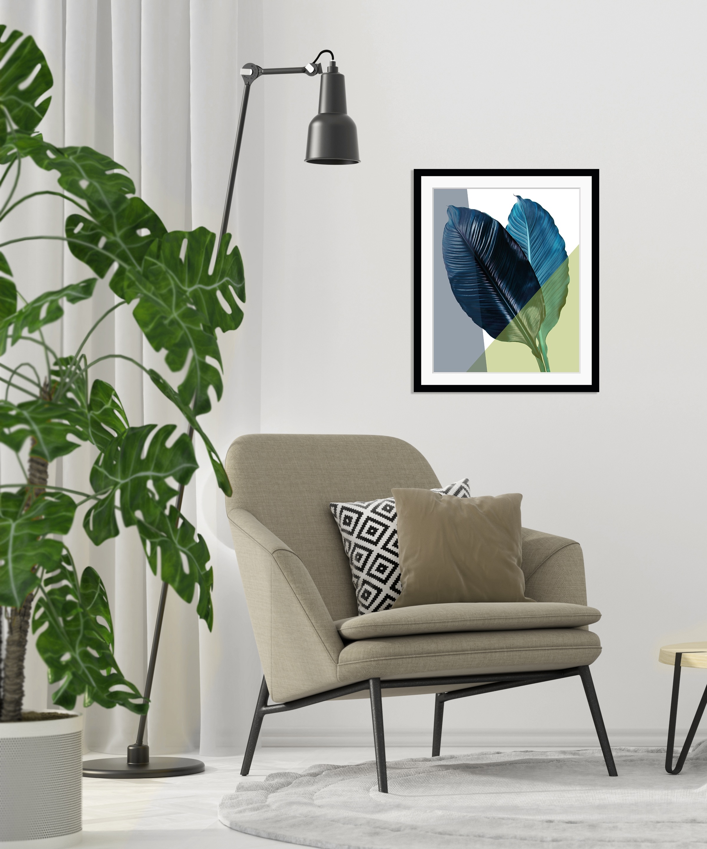 queence Bild »Elisa«, Blätter-Abstrakt-Kunst-Figuren-Pflanzen-Pflanzenbilder, HD Premium Poster-Druck inkl. Holzrahmen