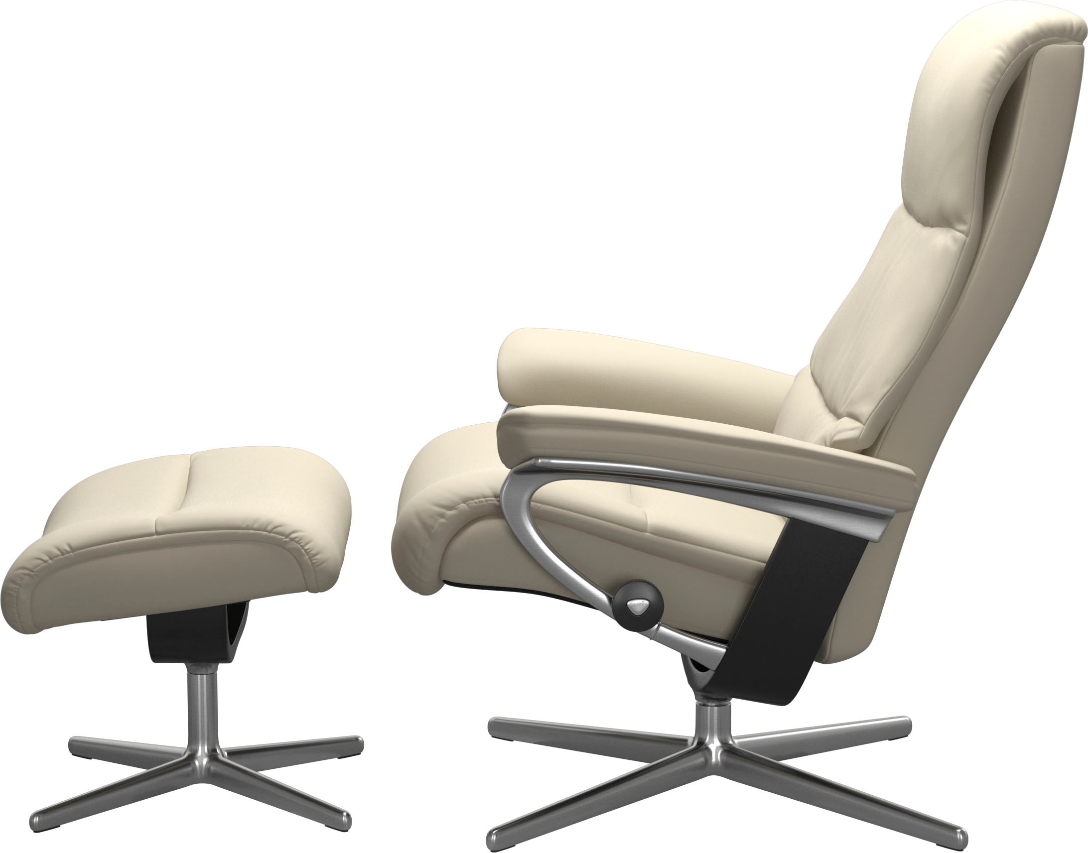 Thumbnail - Stressless Relaxsessel "View" Set, Relaxsessel mit Hocker, mit Hocker, mit Cross Base, Größe S, M & L, Holzakzent Schwar...
