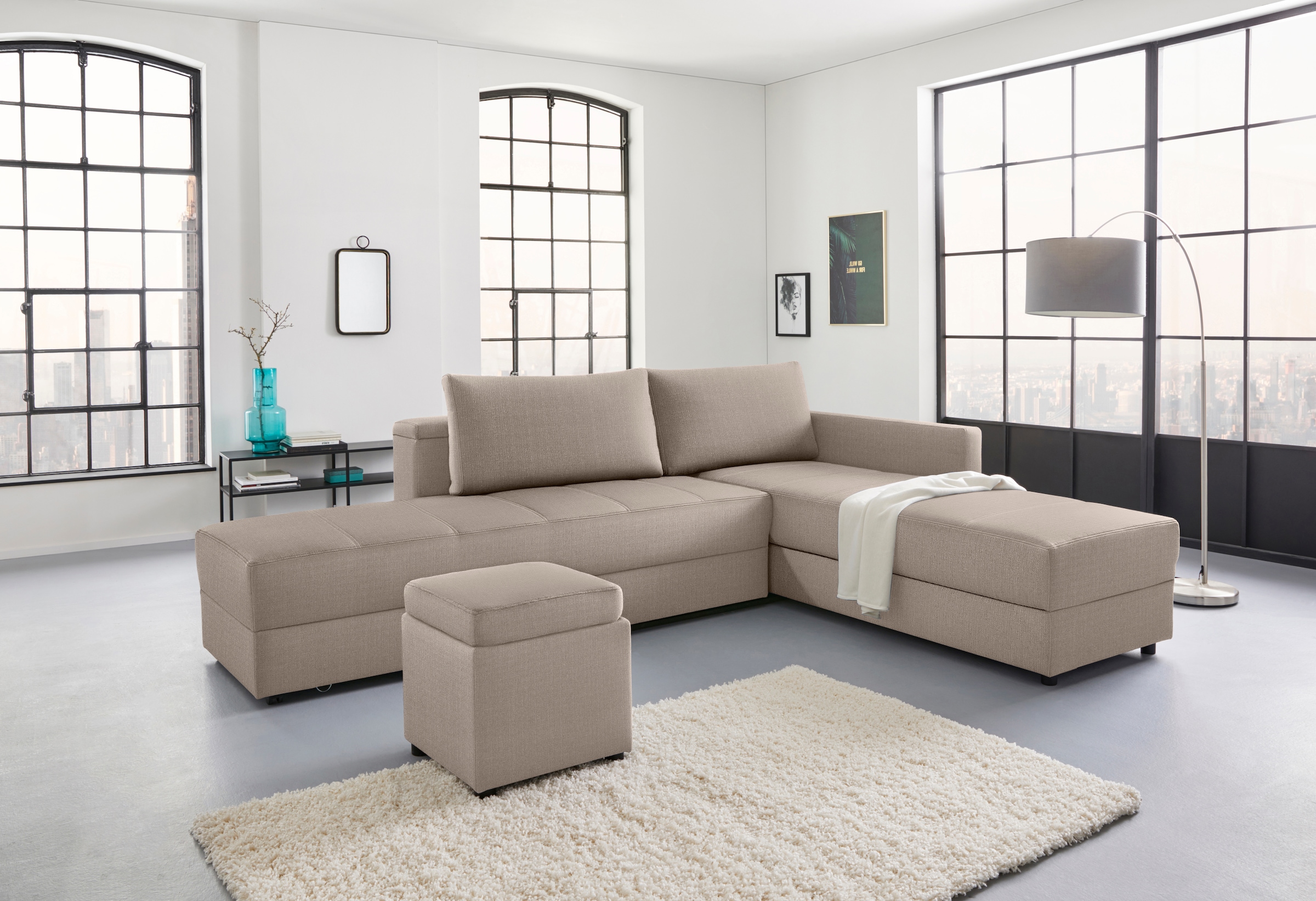 LOOKS by Wolfgang Joop Ecksofa »LooksIII L-Form«, durch Drehfunktion zum Bett wandelbar, inklusive Staufach