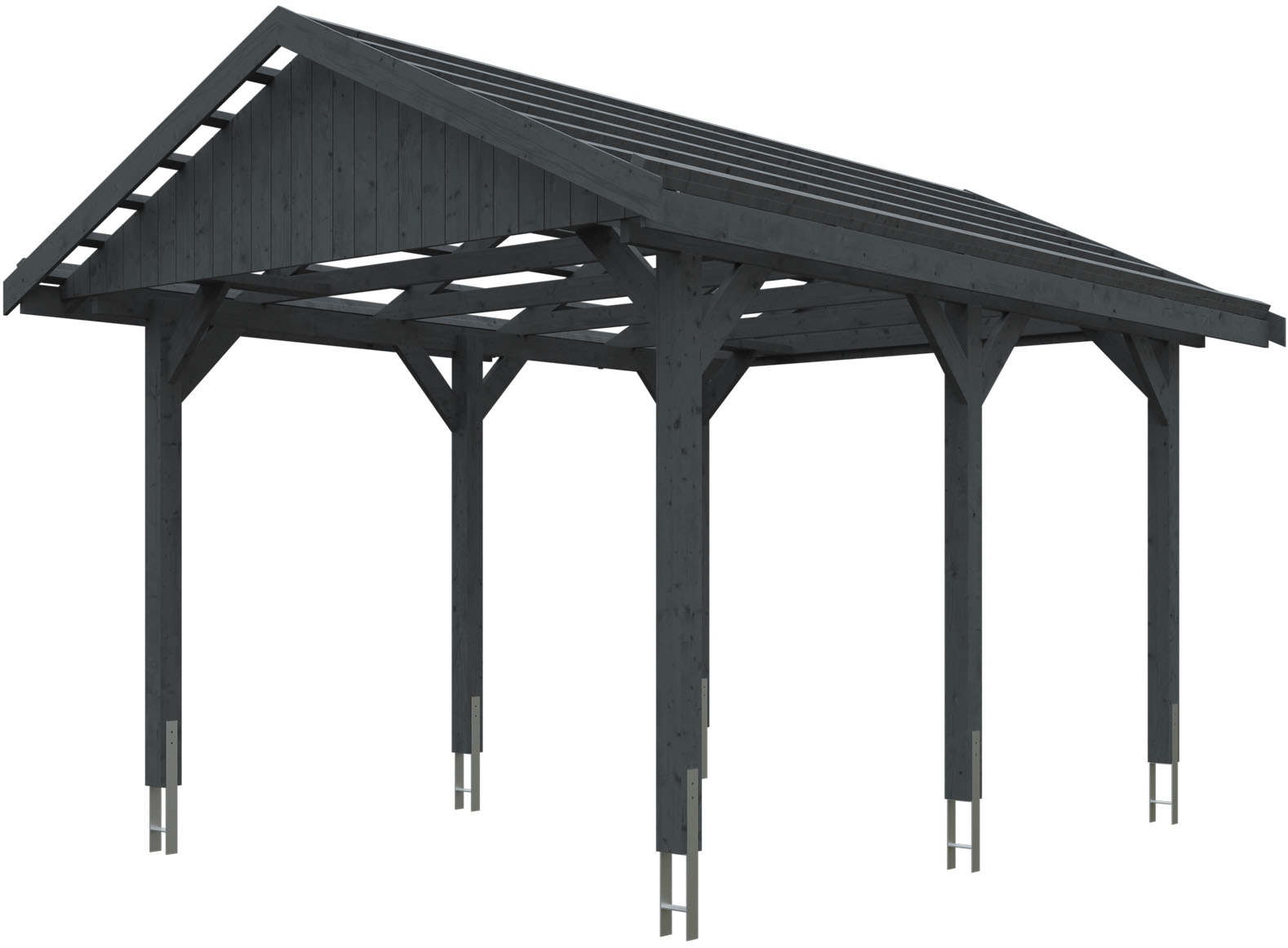 Skanholz Einzelcarport "Wallgau" Massivholz 291 cm Schiefergrau mit Dachlattung